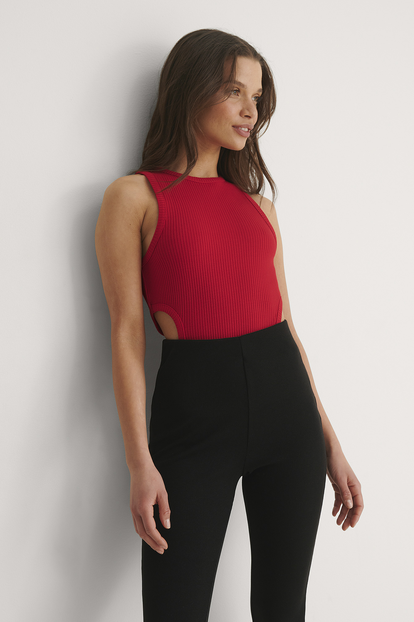 Red Cut Out Detail Singlet