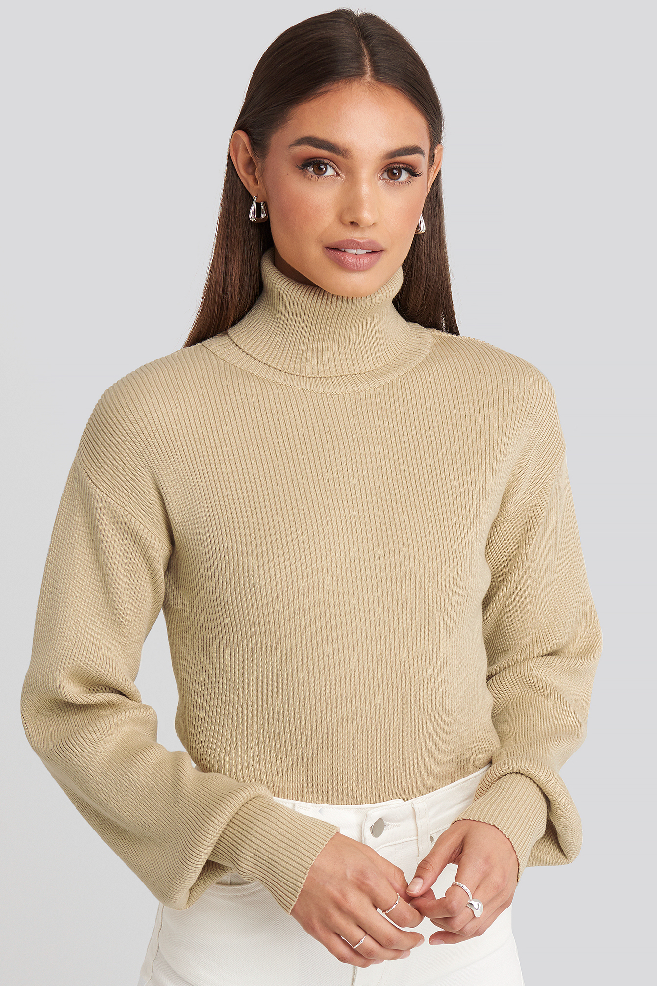 Beige Drop Shoulder Sweater