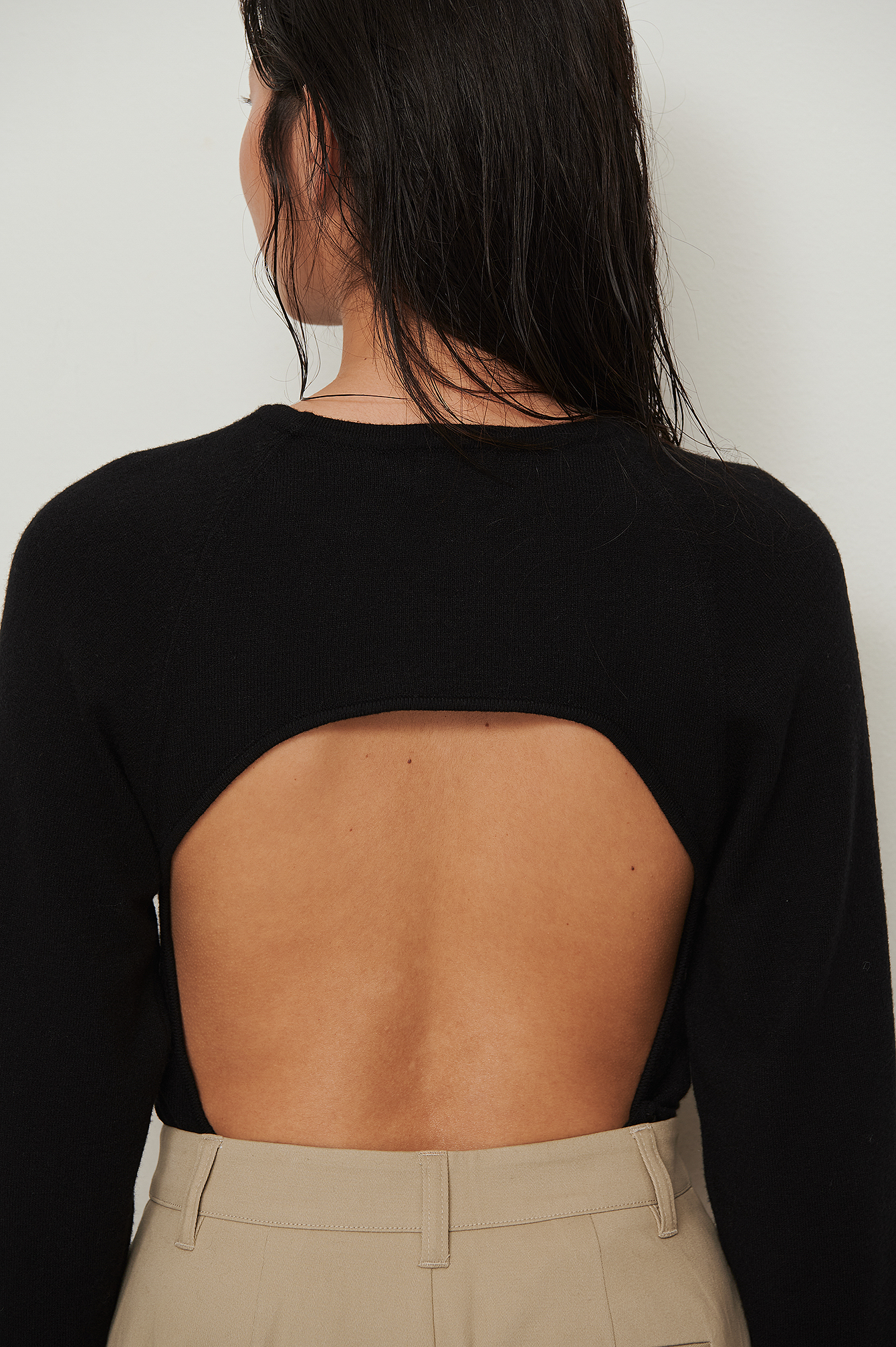 Black Open Back Sweater