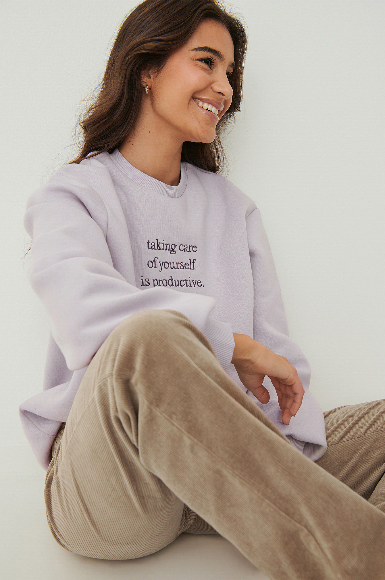 Violet Quote Embroidery Oversized Sweater