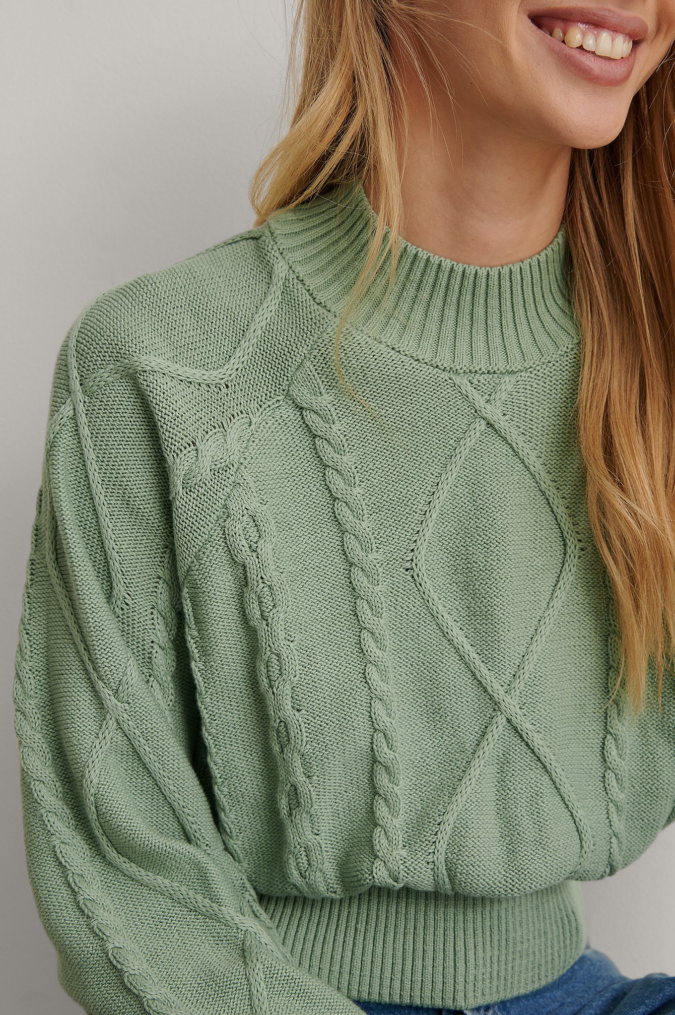 Mint Volume Sleeve Knitted Sweater