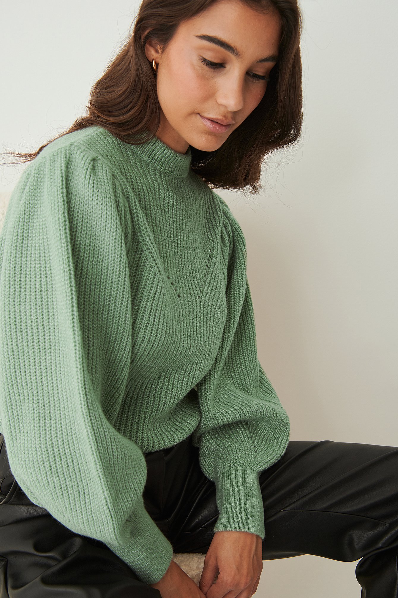 Light Green Volume Sleeve Sweater