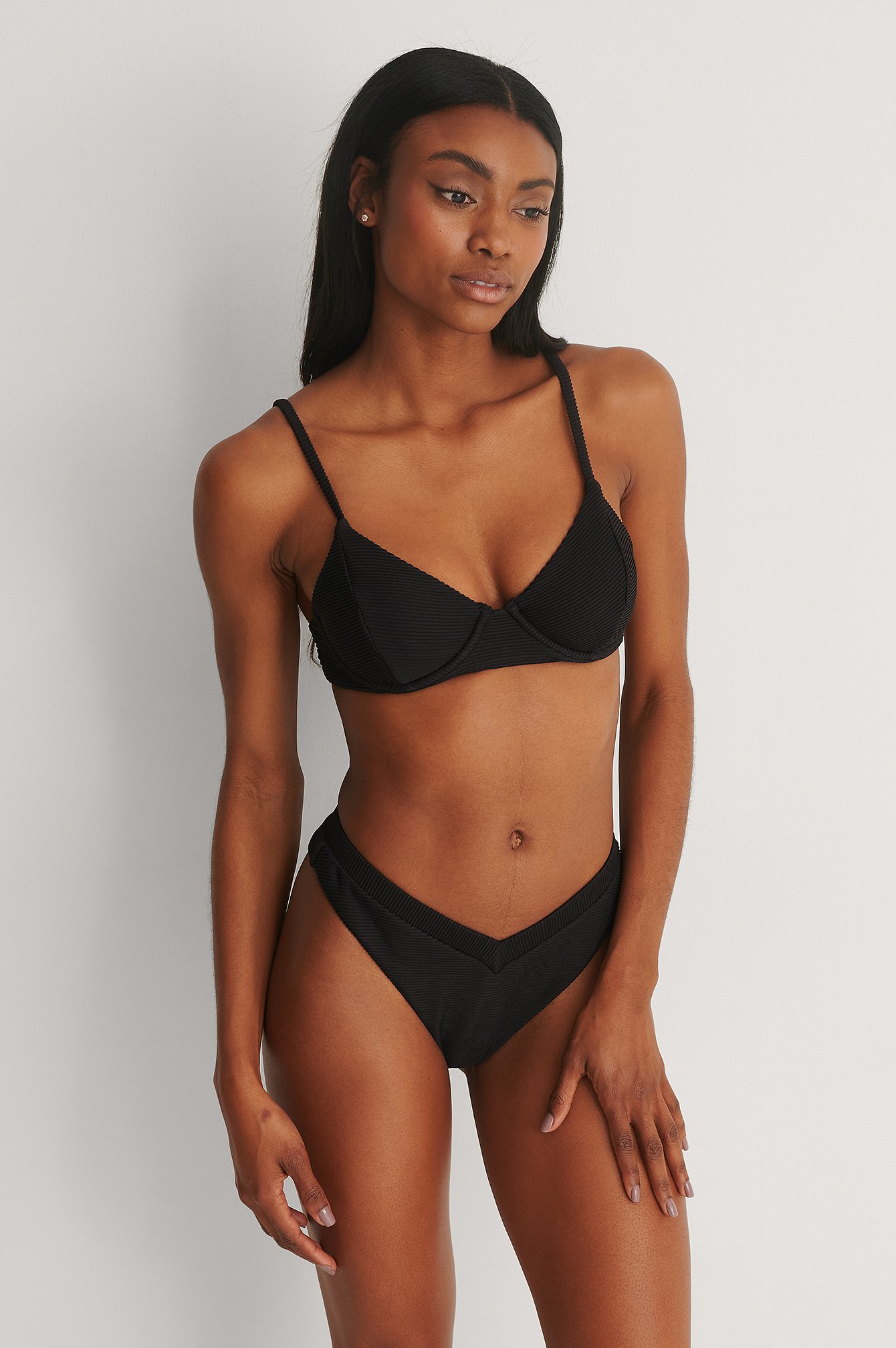Black Structured Bikini Bottom