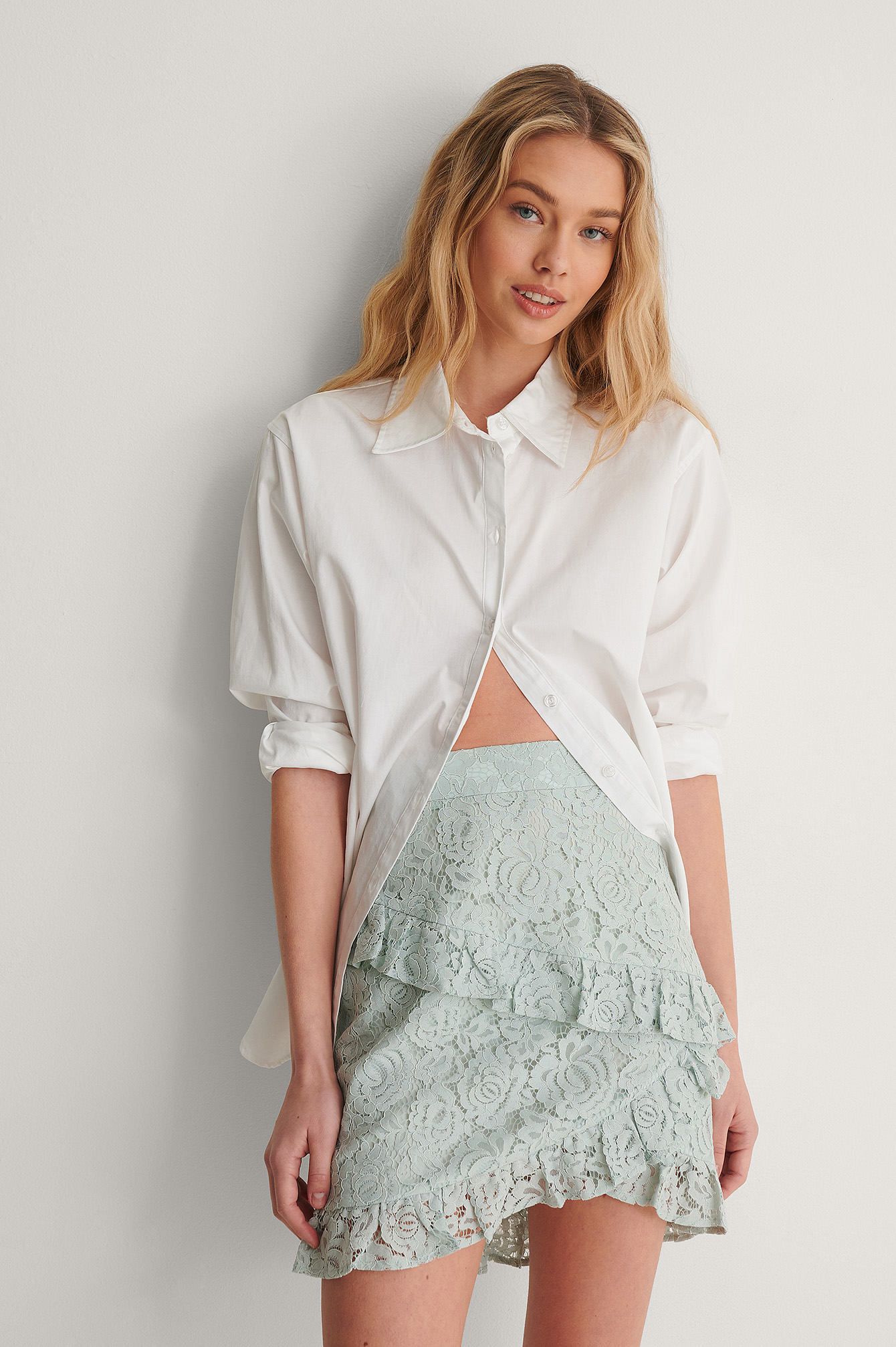 Mint Mini Frill Lace Skirt