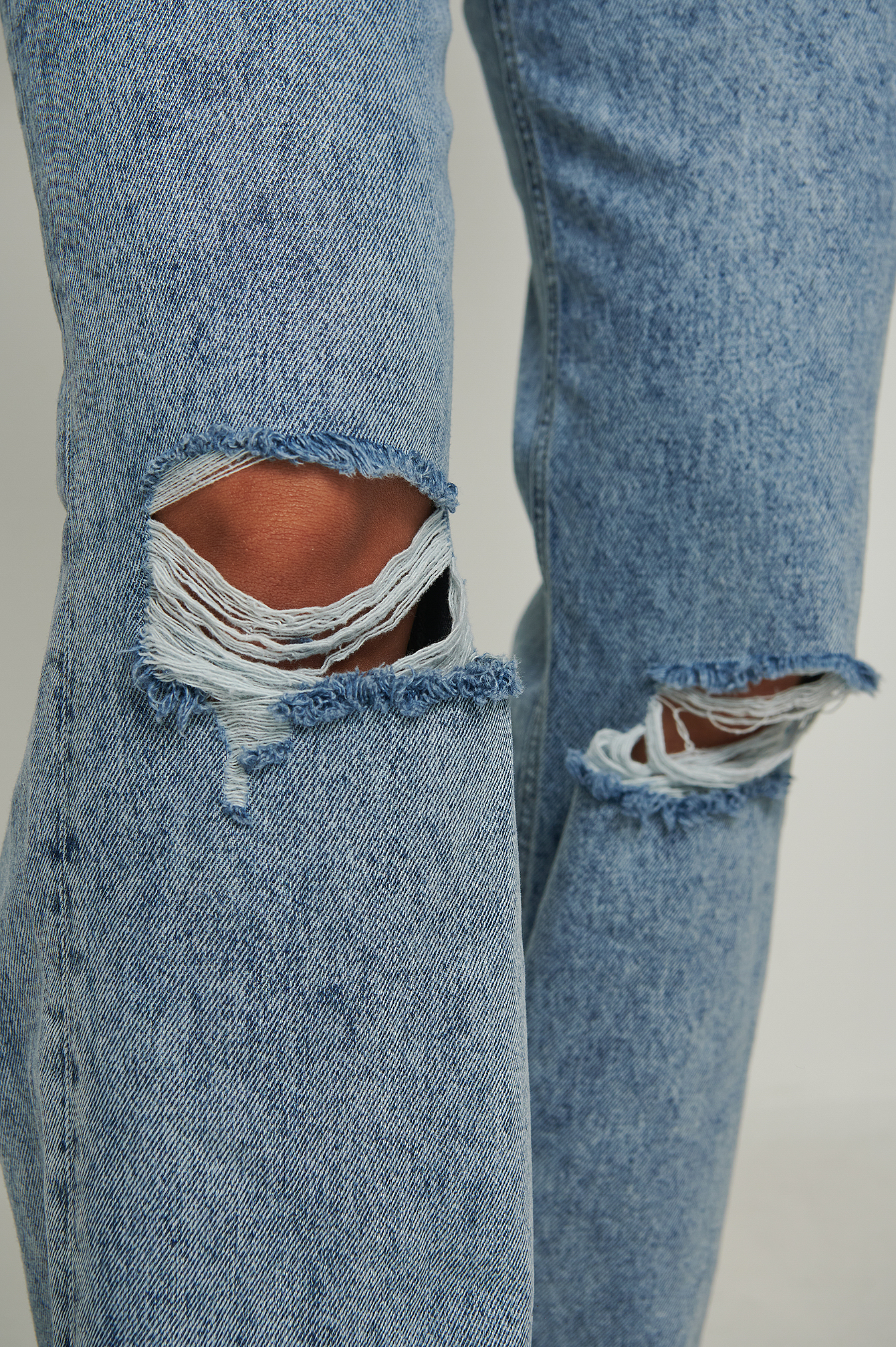 Acid Blue Acid Wash Wide Leg Destroyed Jeans