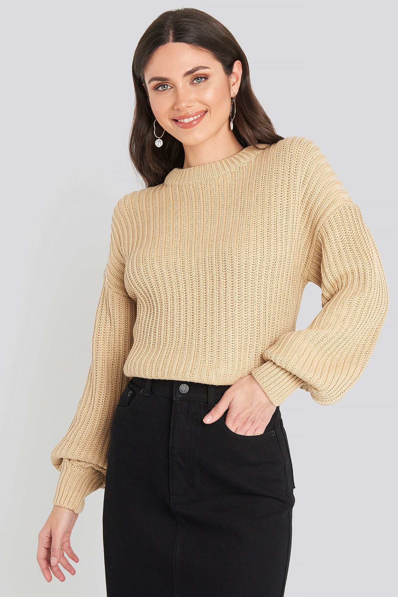 Short Cable Knitted Sweater Orange | na-kd.com