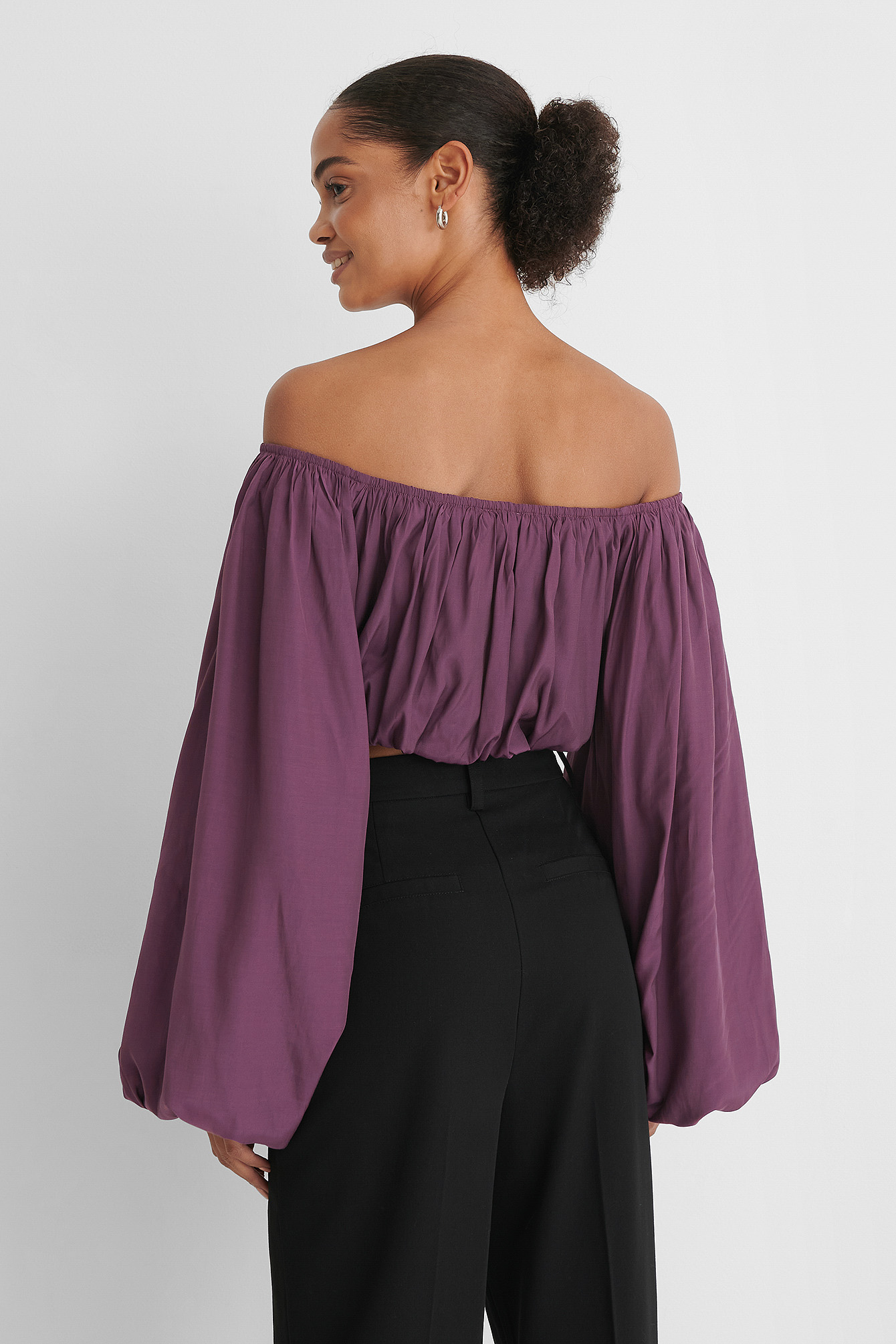 Lilac Balloon Long Sleeved Cropped Top