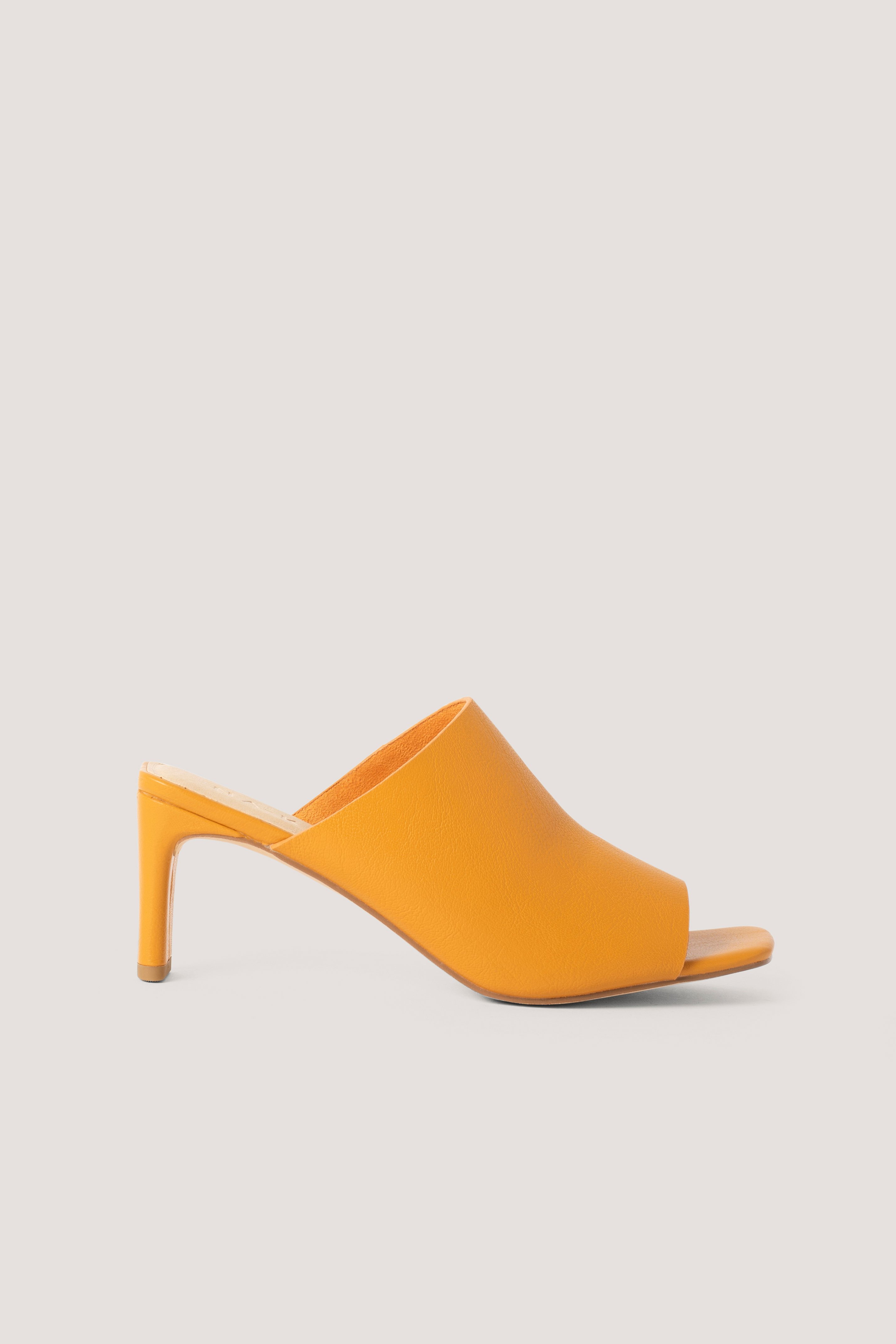 Orange Basic Squared Heel Mules