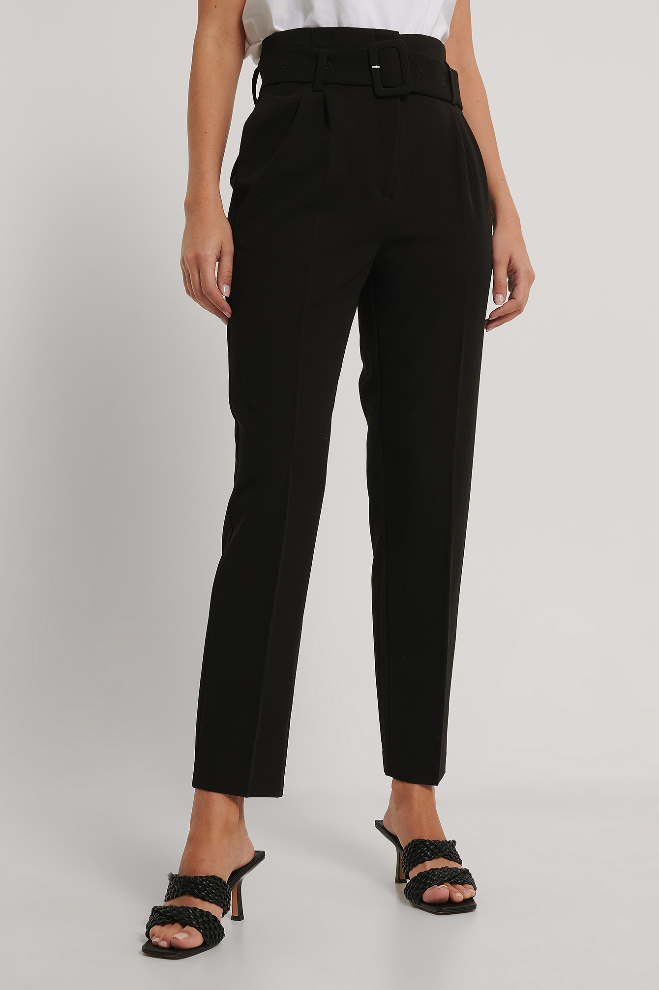 Belted Straight Leg Suit Pants Black | na-kd.com