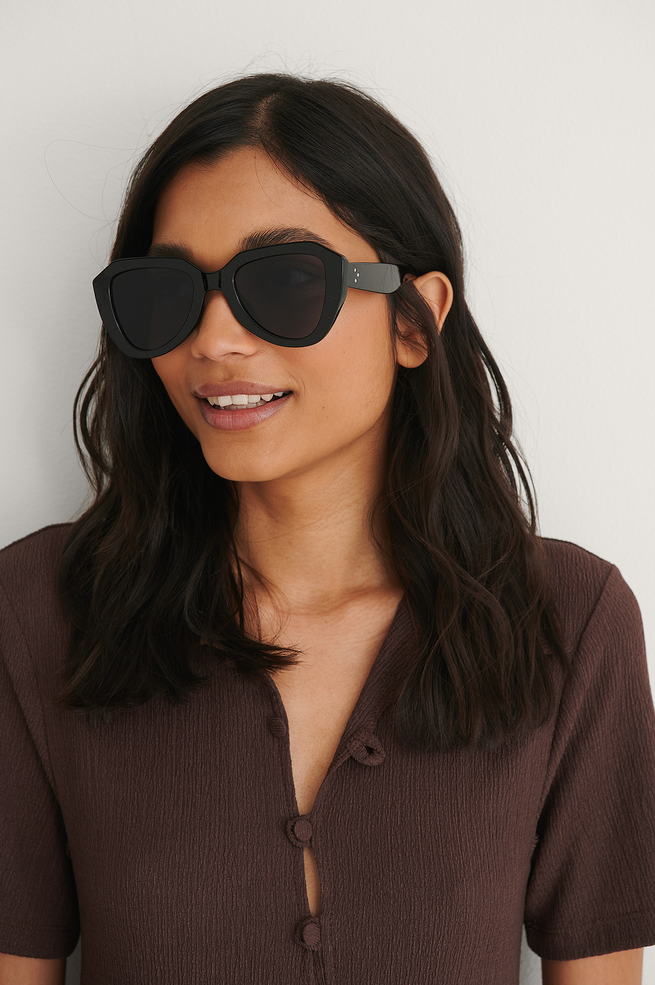 Black Big Drop Frame Sunglasses