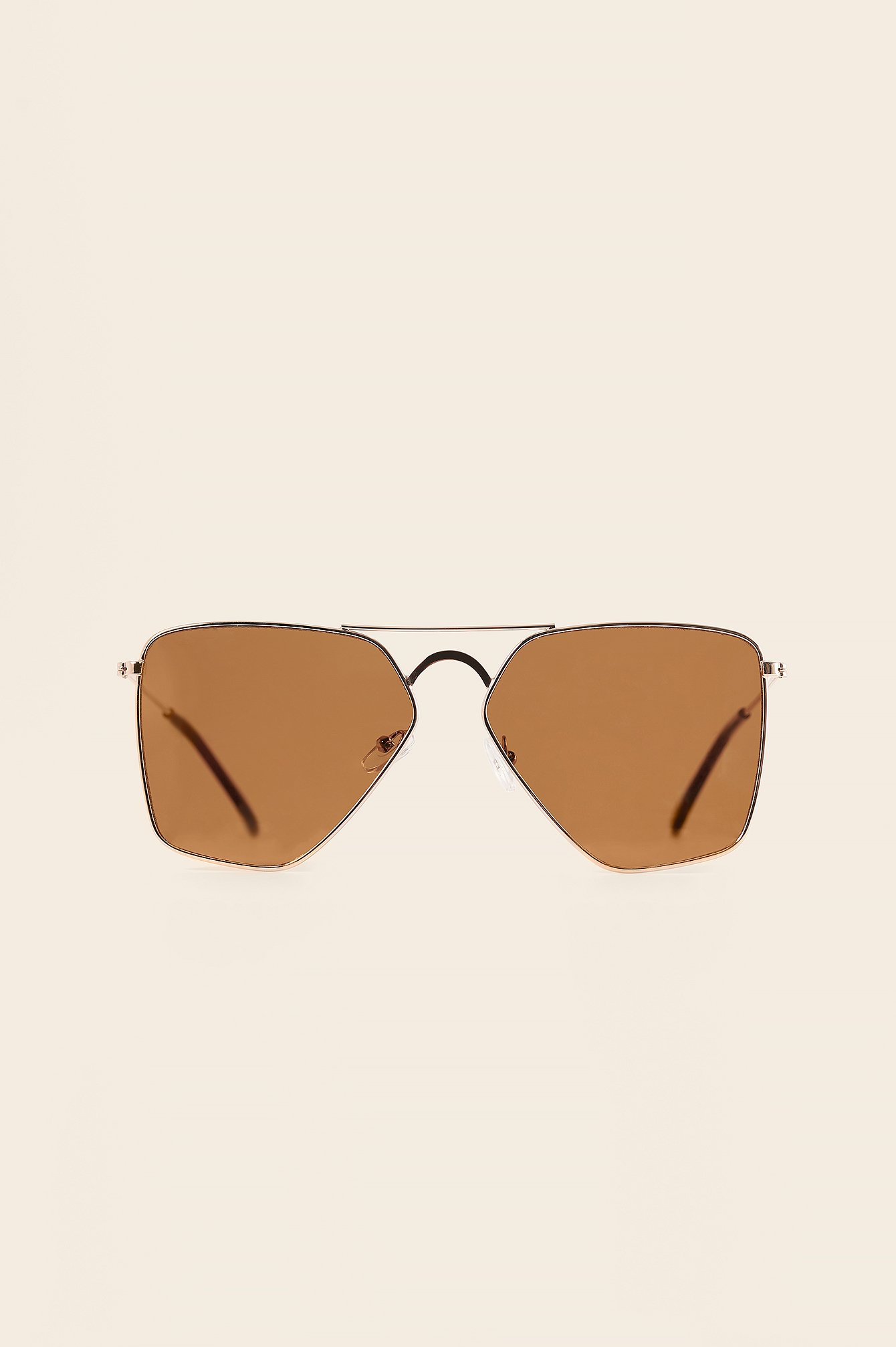 Brown/Gold Big Edgy Metal Sunglasses