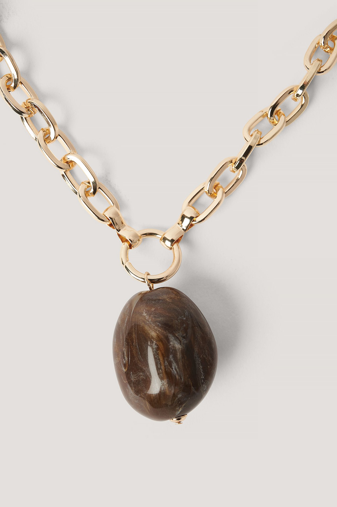 Gold Big Stone Chain Necklace