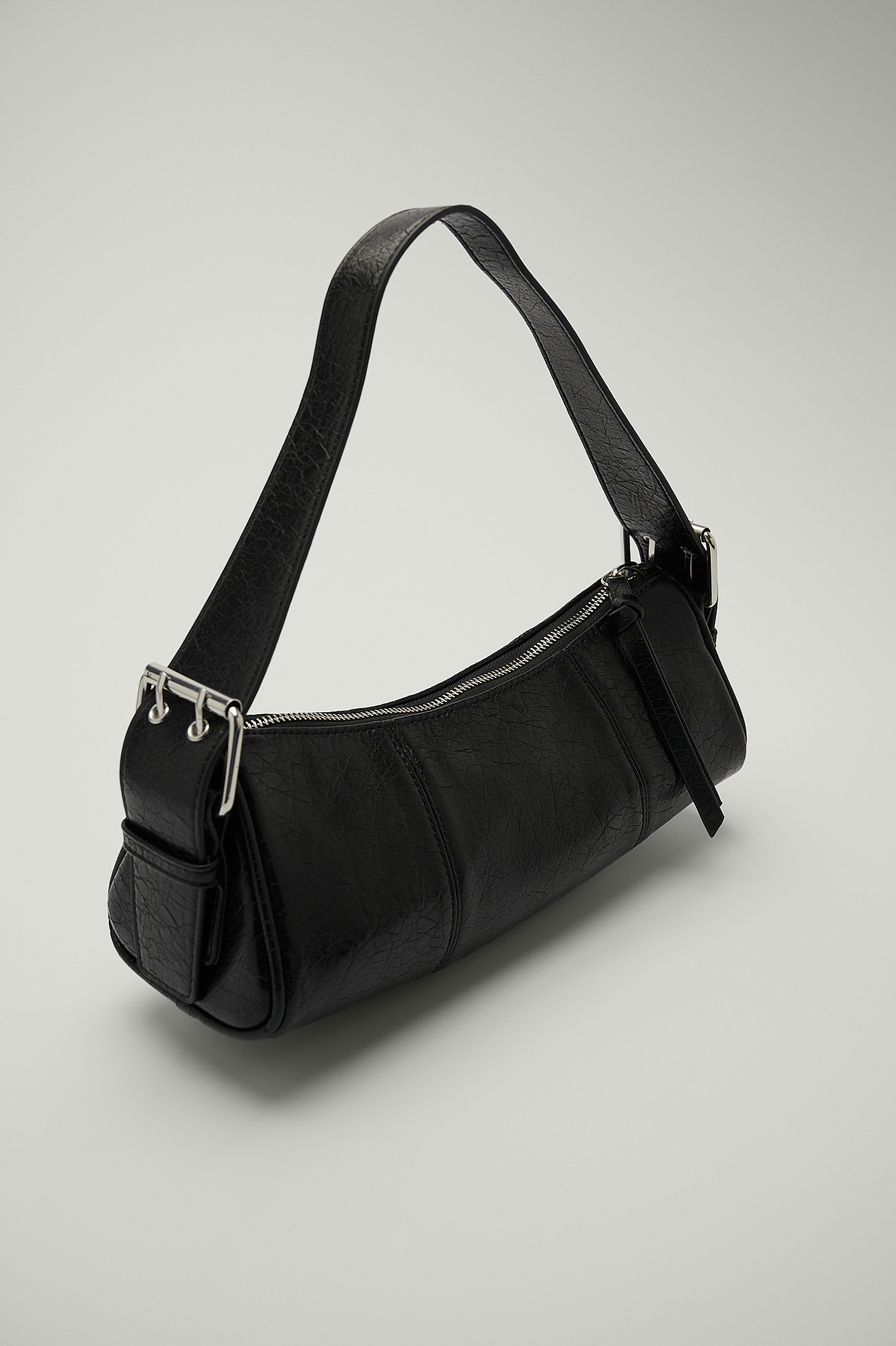 Black Recycled Buckled Shoulder Bag