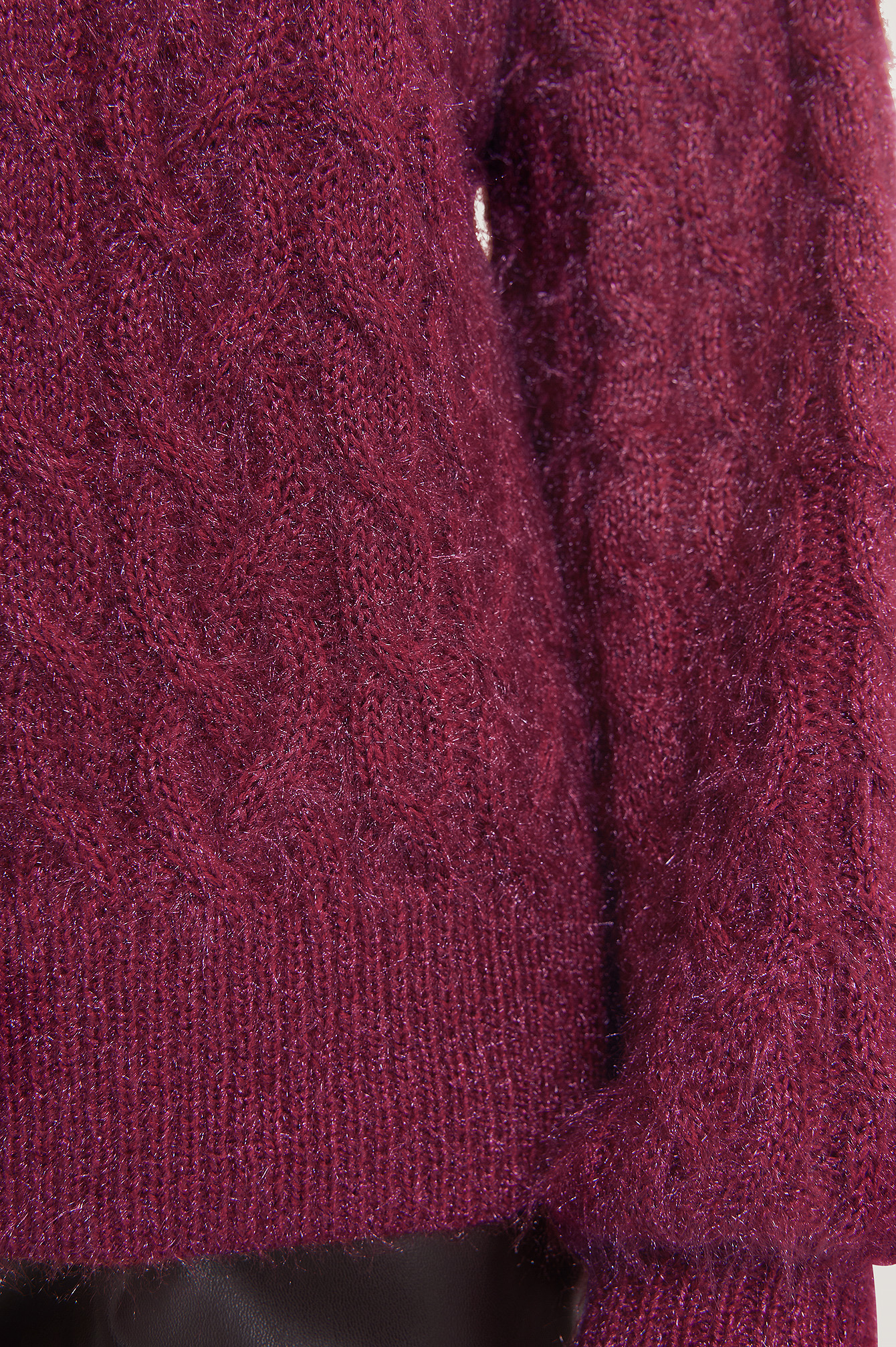 Cerise Cable Hairy Knitted Sweater