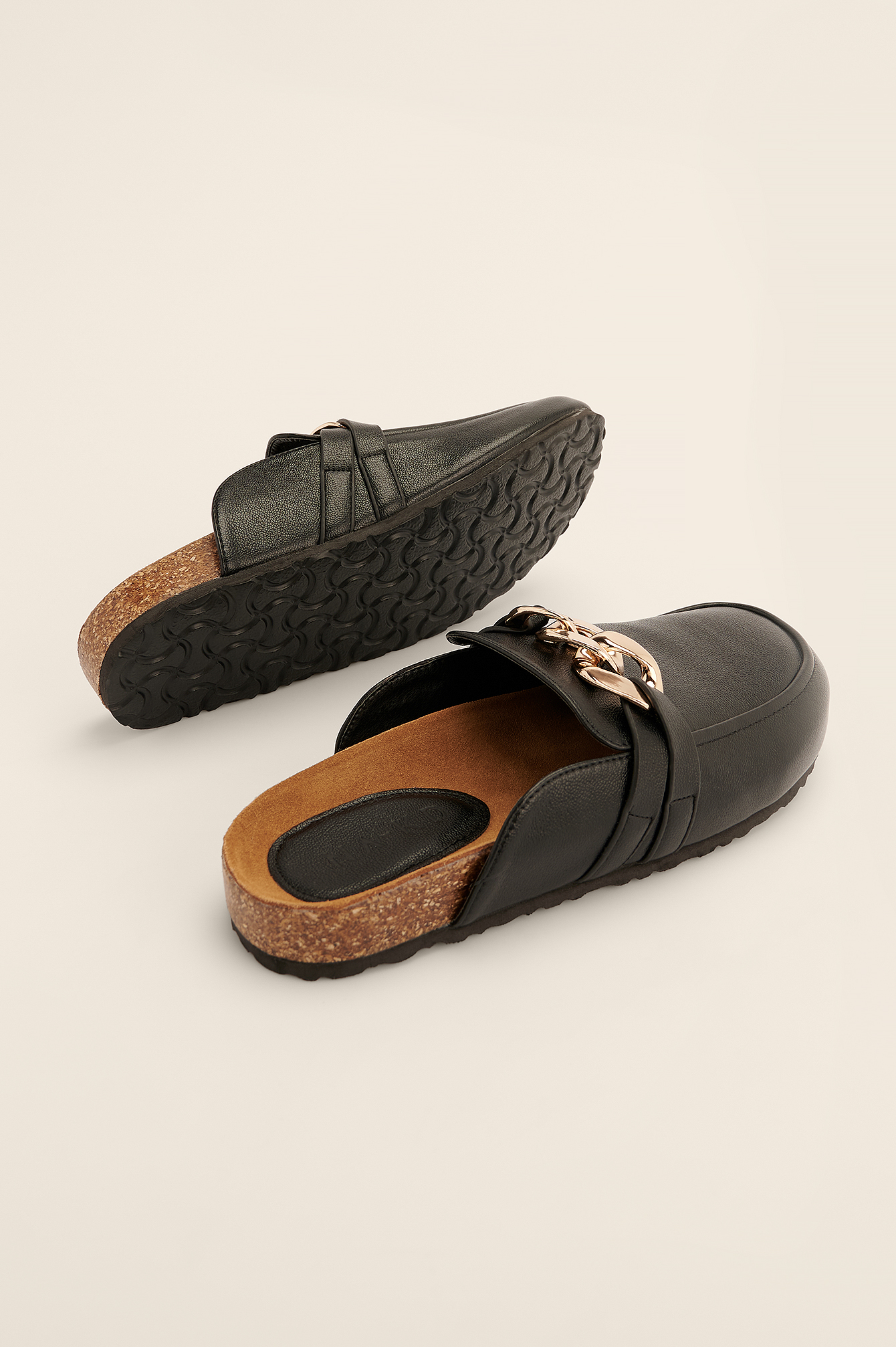 Black Chain Detailed Footbed Loafers