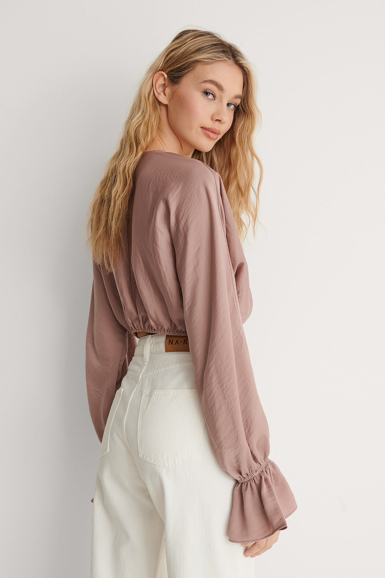 Dusty Pink Cropped Flowy Blouse