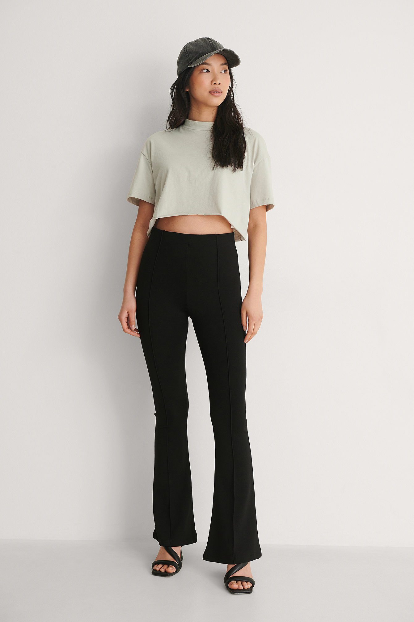 Stone Cropped High Neck T-Shirt