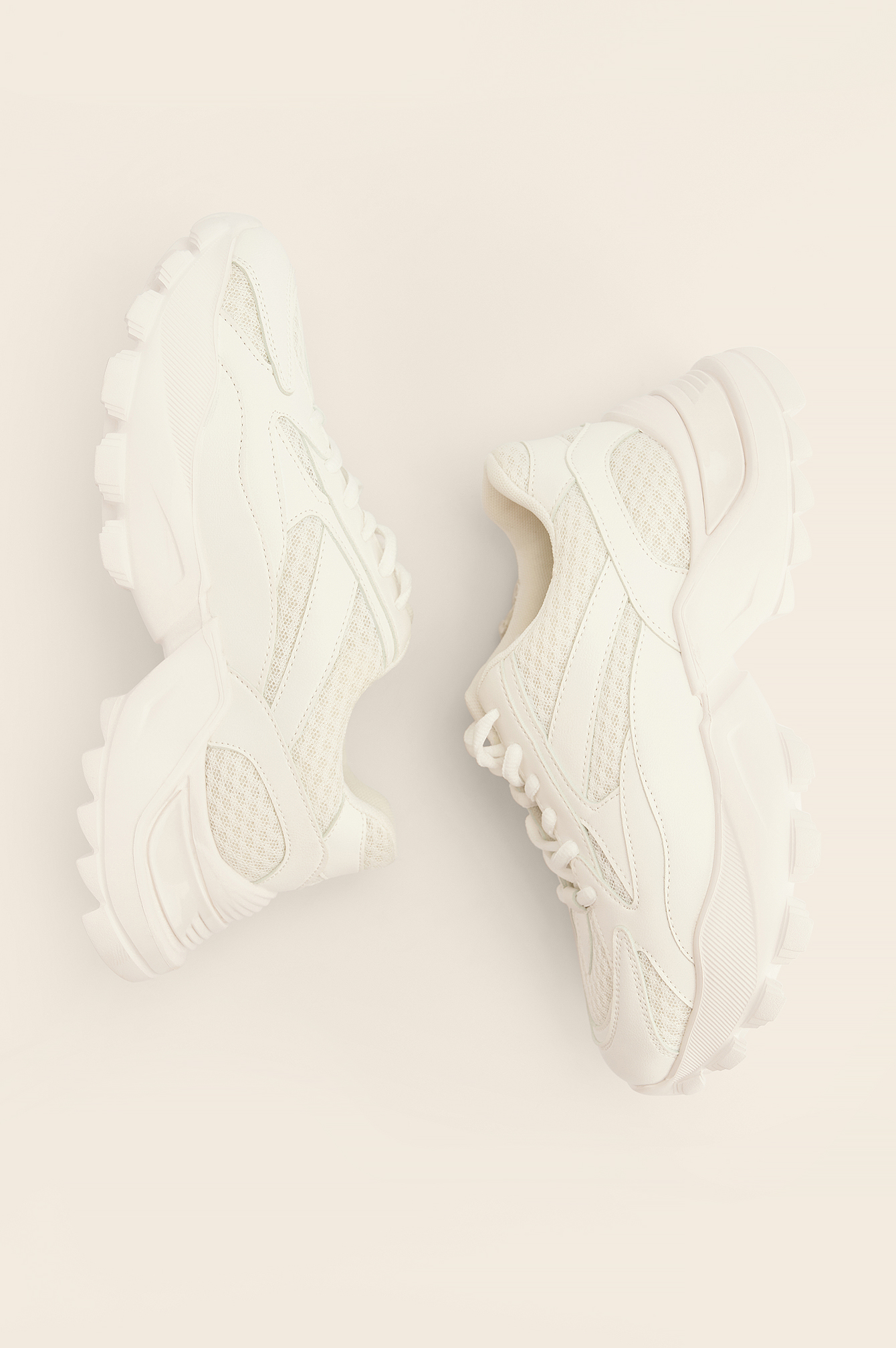 White Curved Trekking Sole Trainers