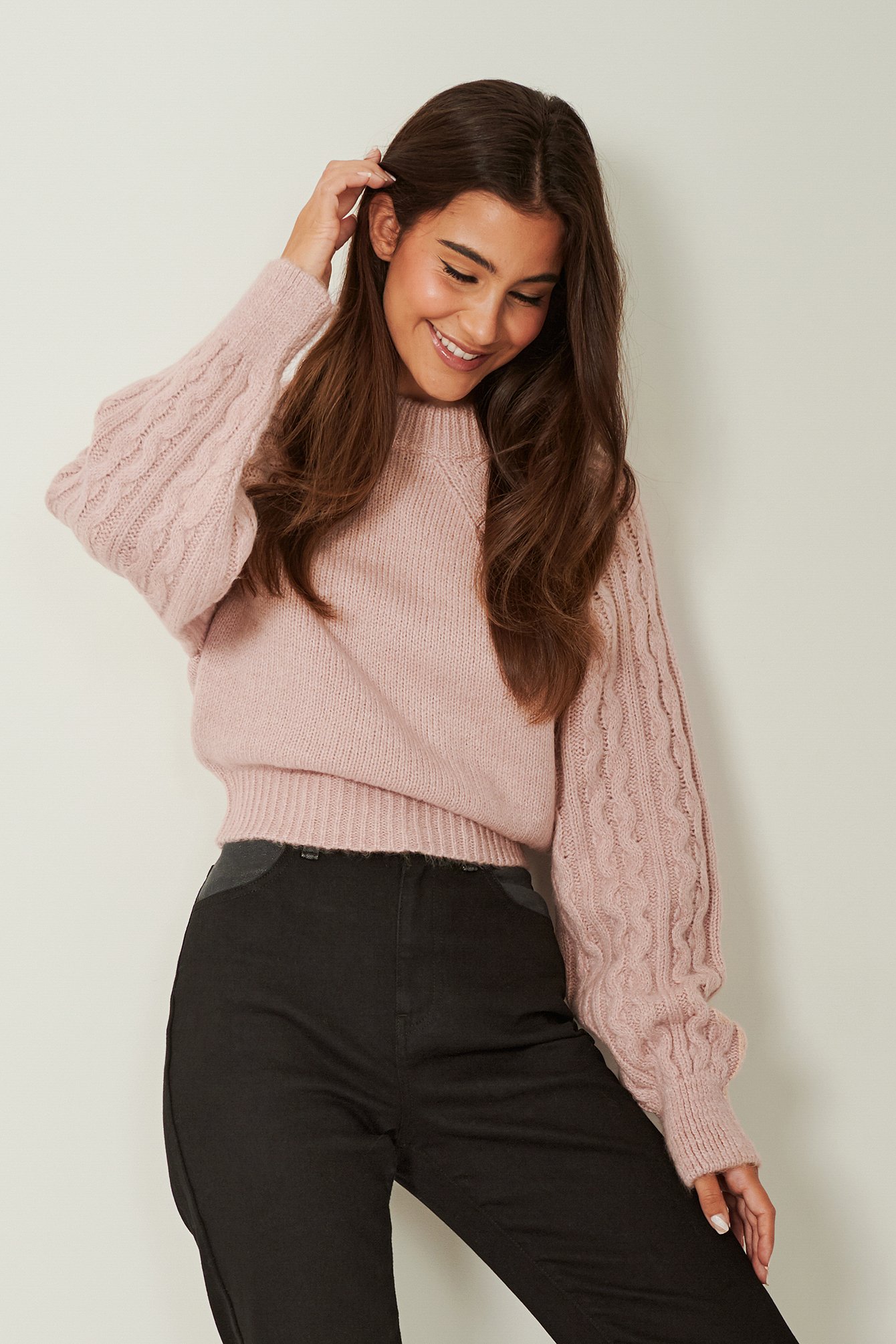 Dusty Rose Detailed Sleeve Sweater