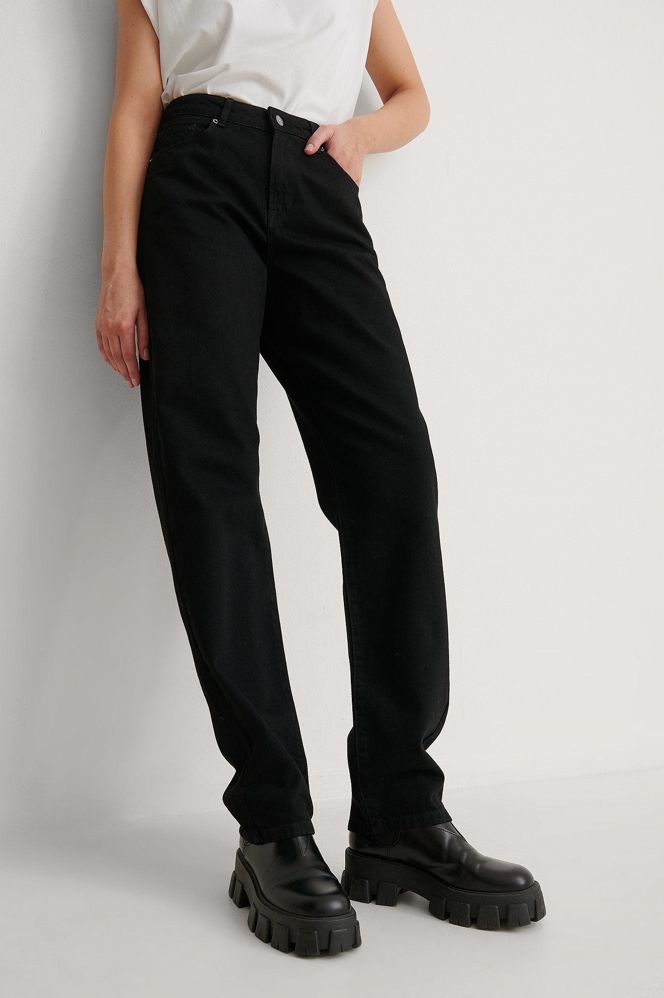 Black Organic Soft Rigid Oversized Long Jeans