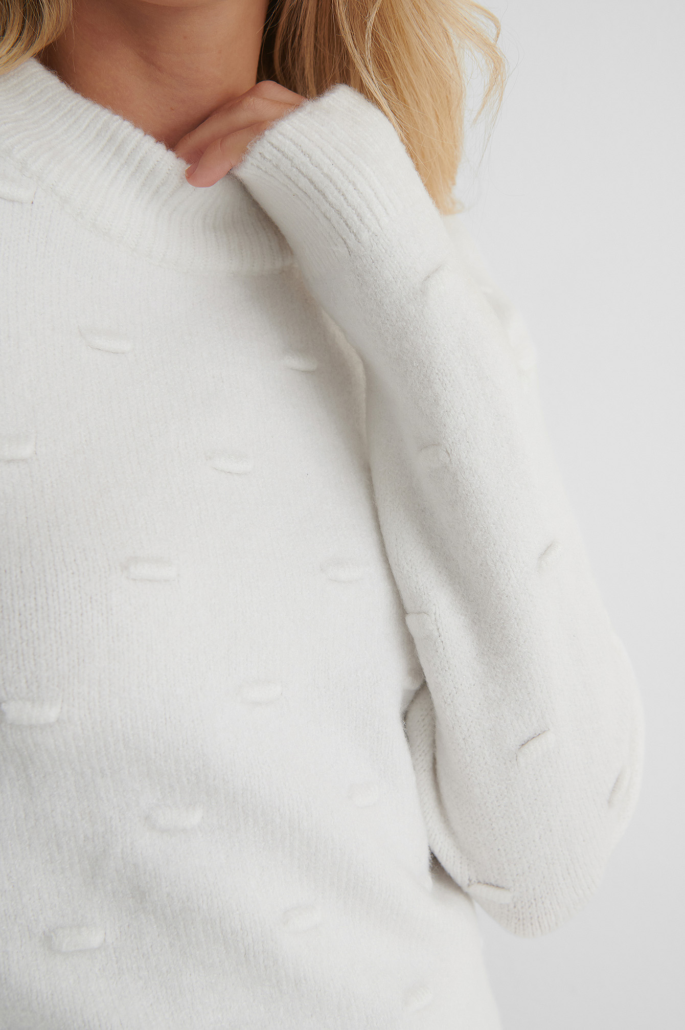 Offwhite Dotted Knitted Sweater