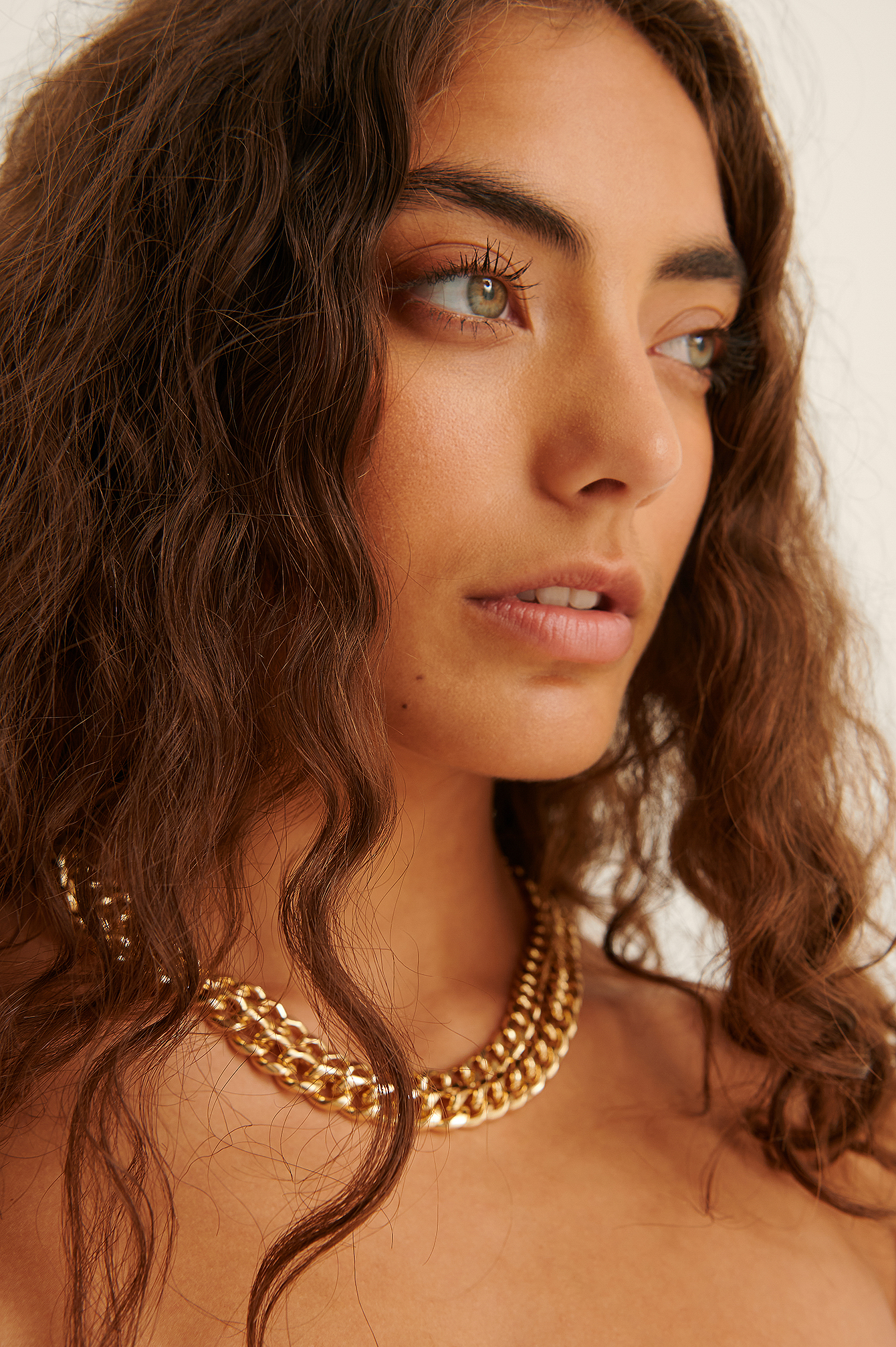 Gold Double Curb Chain Recycled Necklace