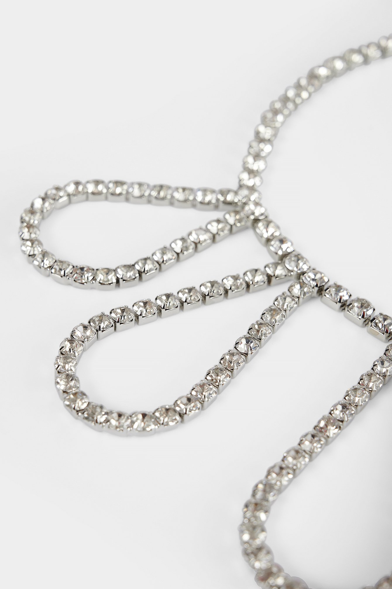 Silver Drop Shaped Rhinestone Necklace