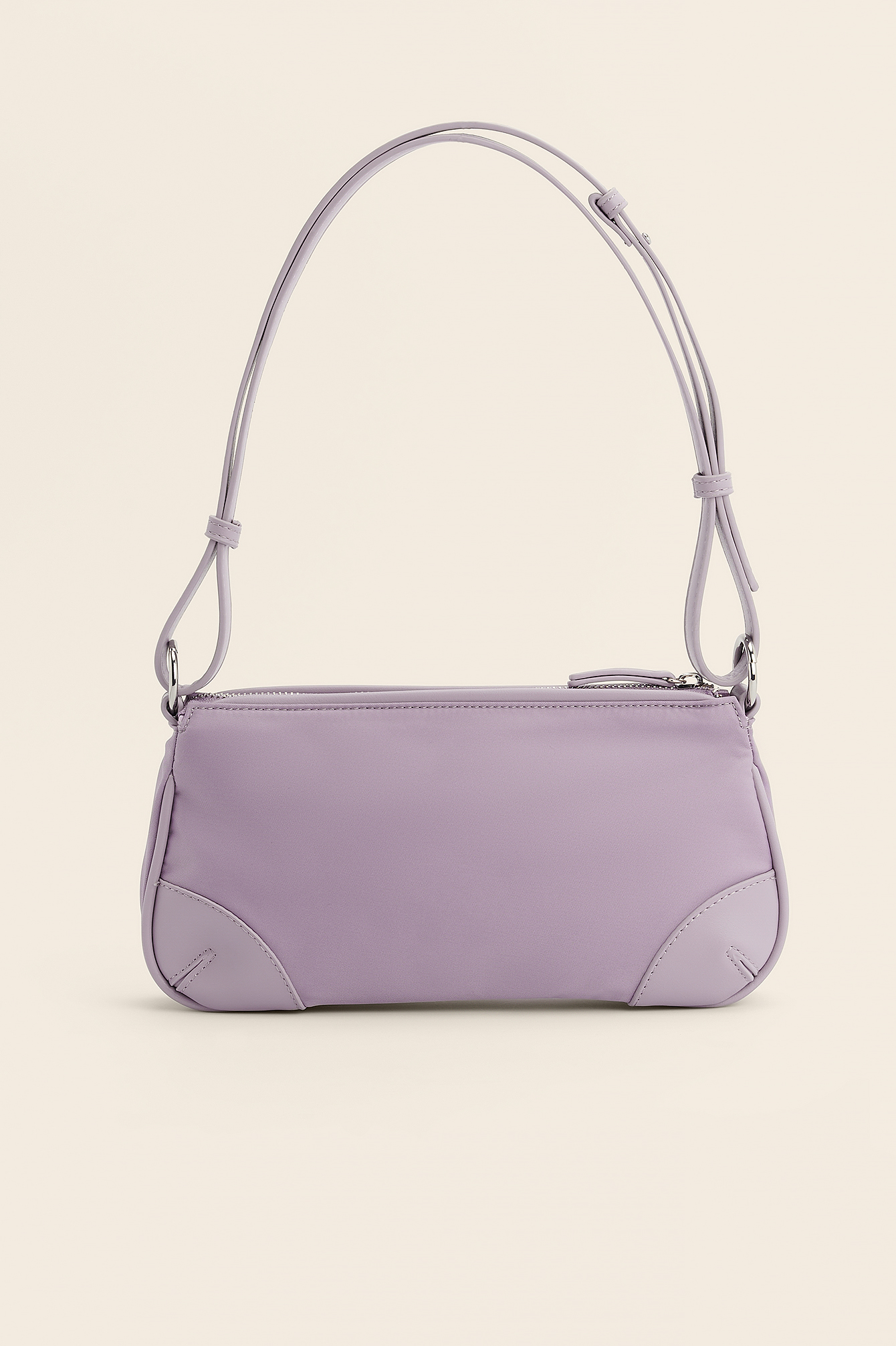 Lilac Faux Leather Detail Baguette Bag