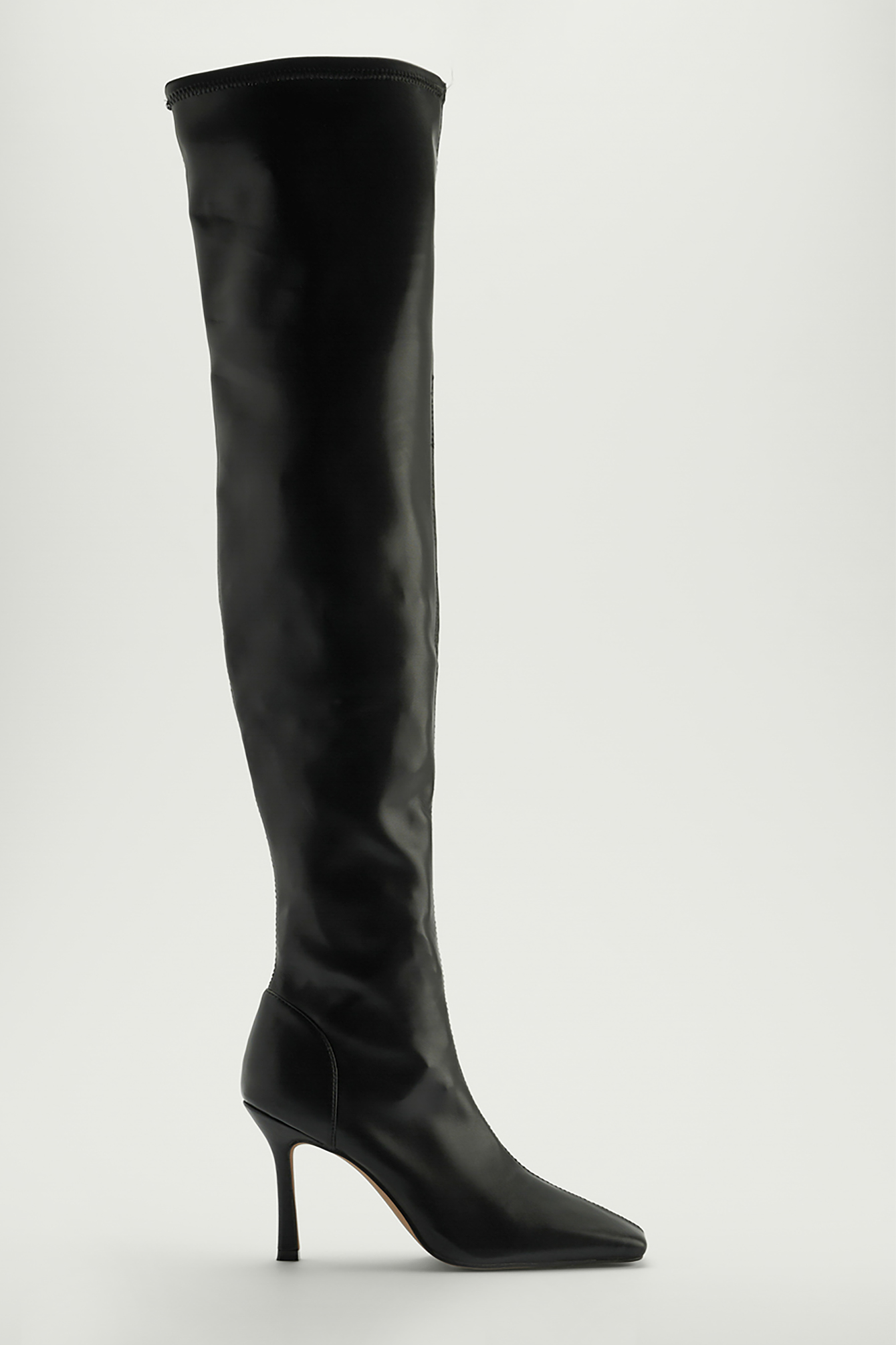 Black Fitted Thigh High Boots