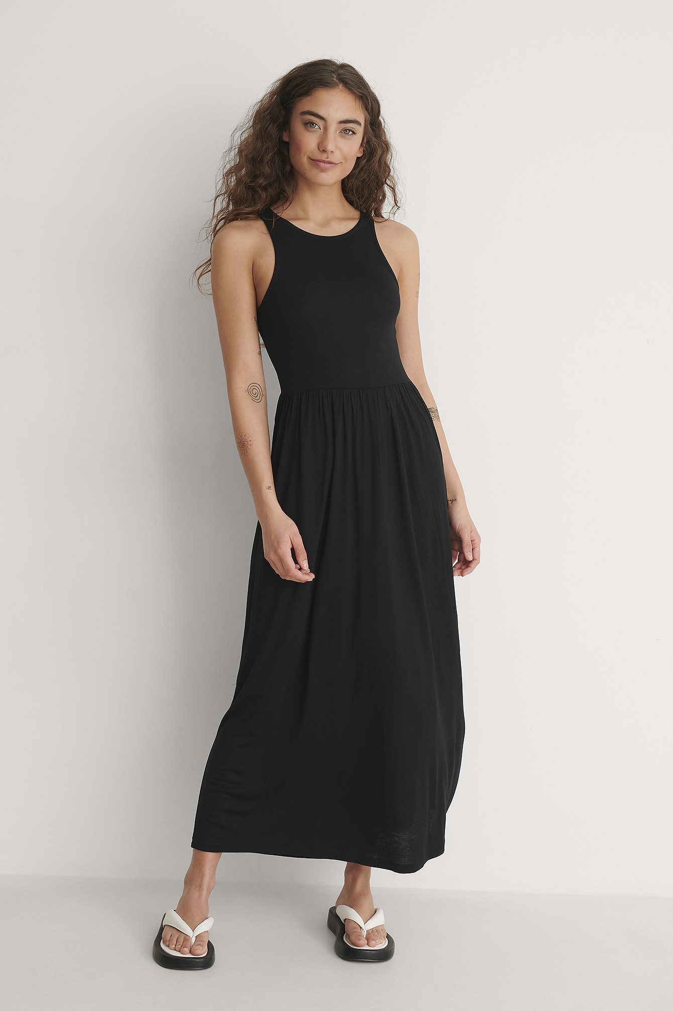 Black Flowy Midi Dress