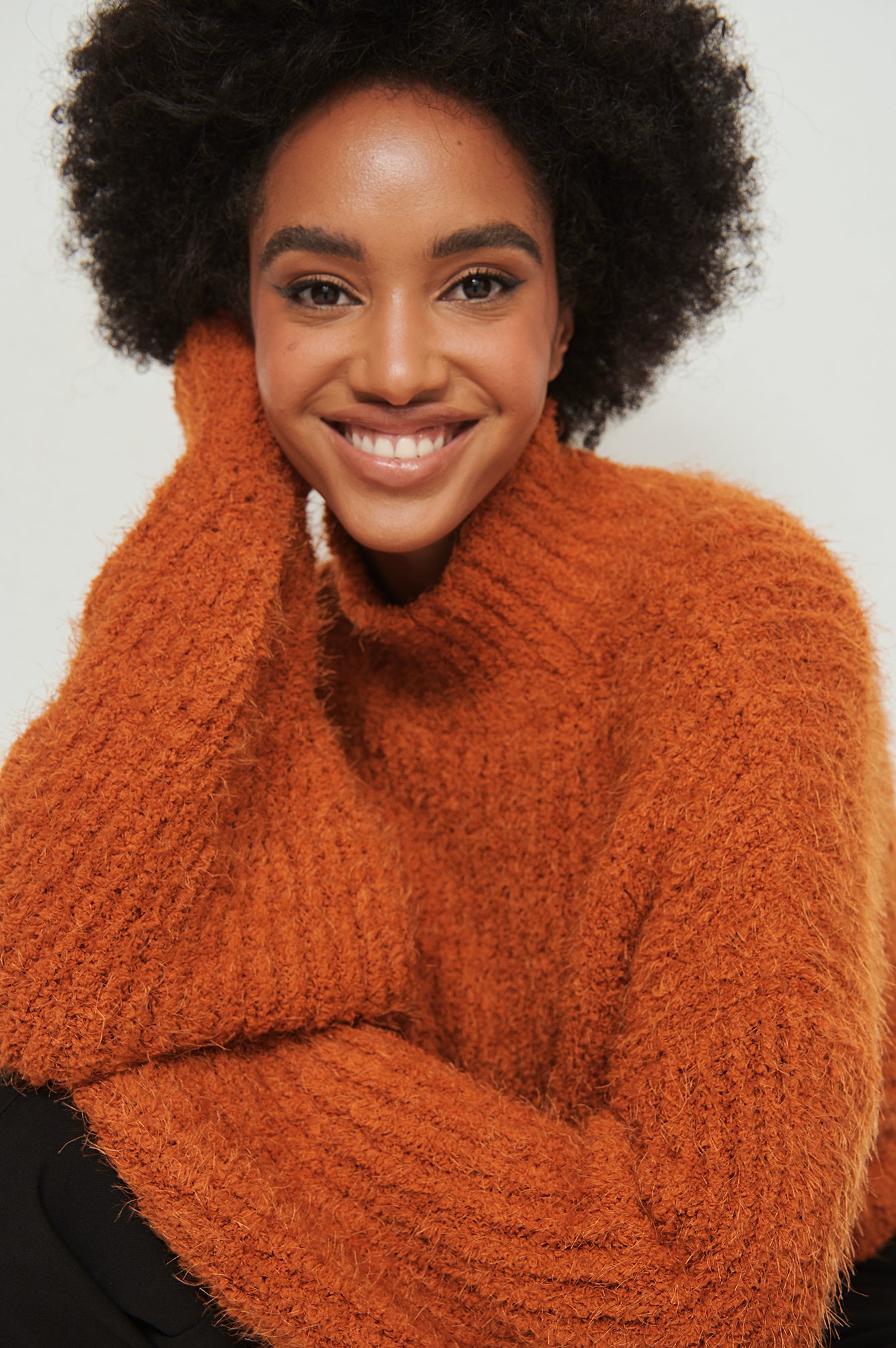 Rust Fluffy Knitted Sweater