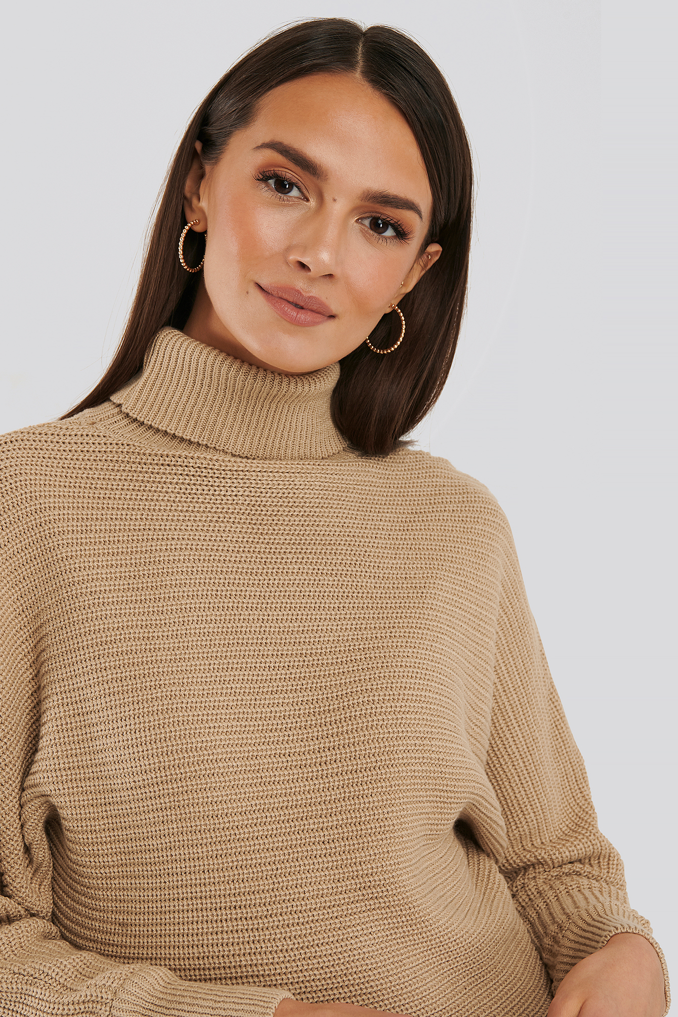 Beige Folded Knitted Sweater