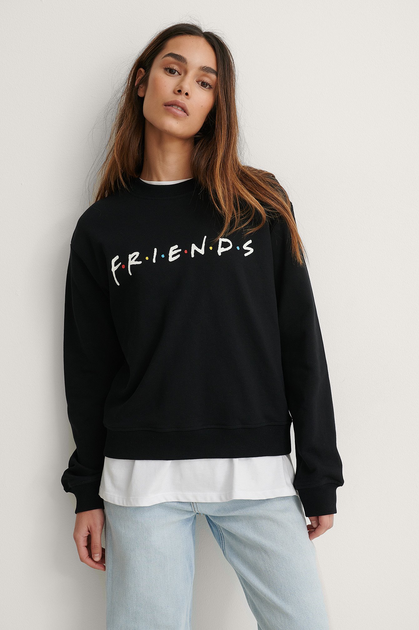Black Print Friends FRIENDS Print Basic Sweater