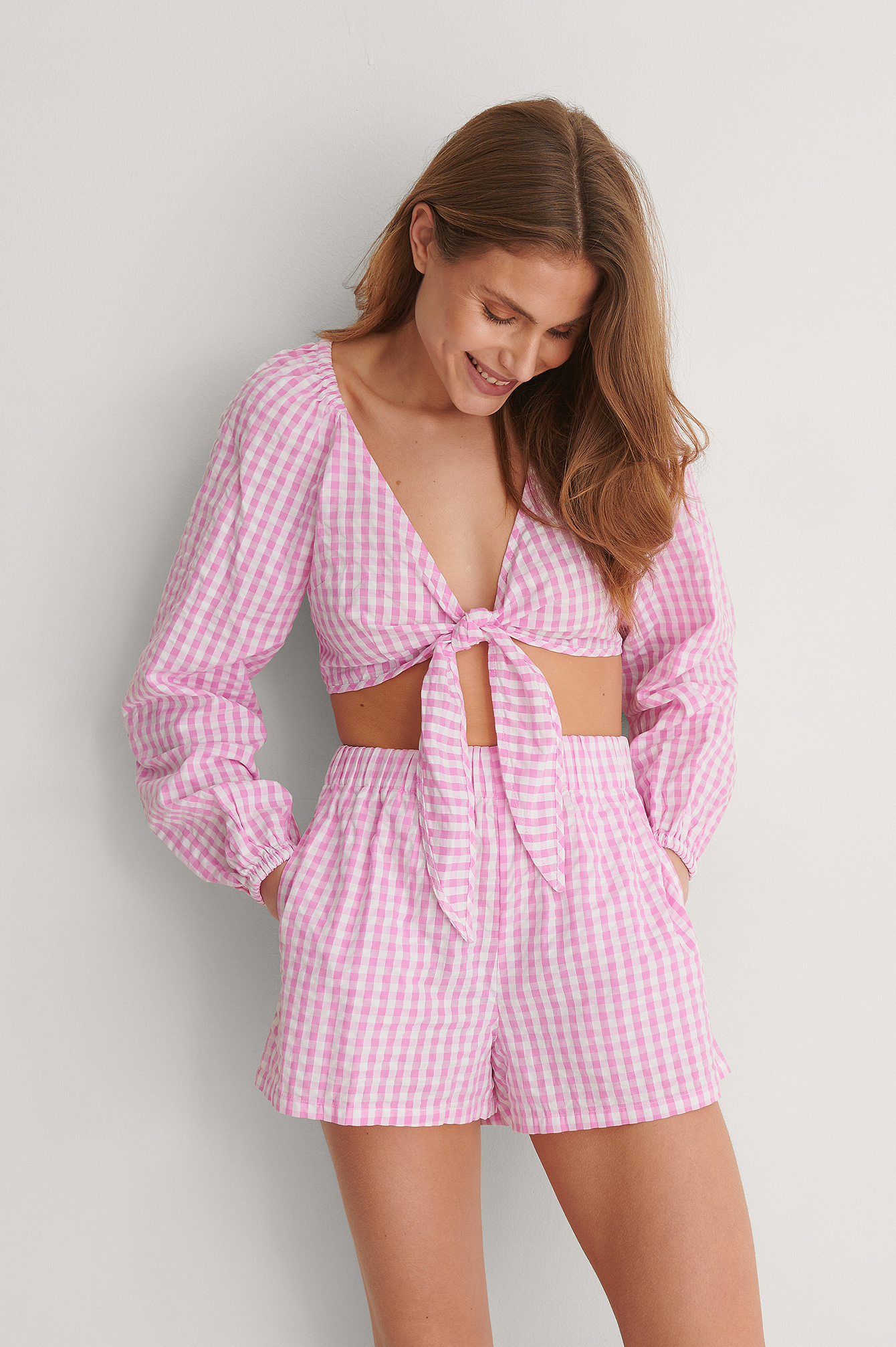 Pink Check Gingham Checked Shorts