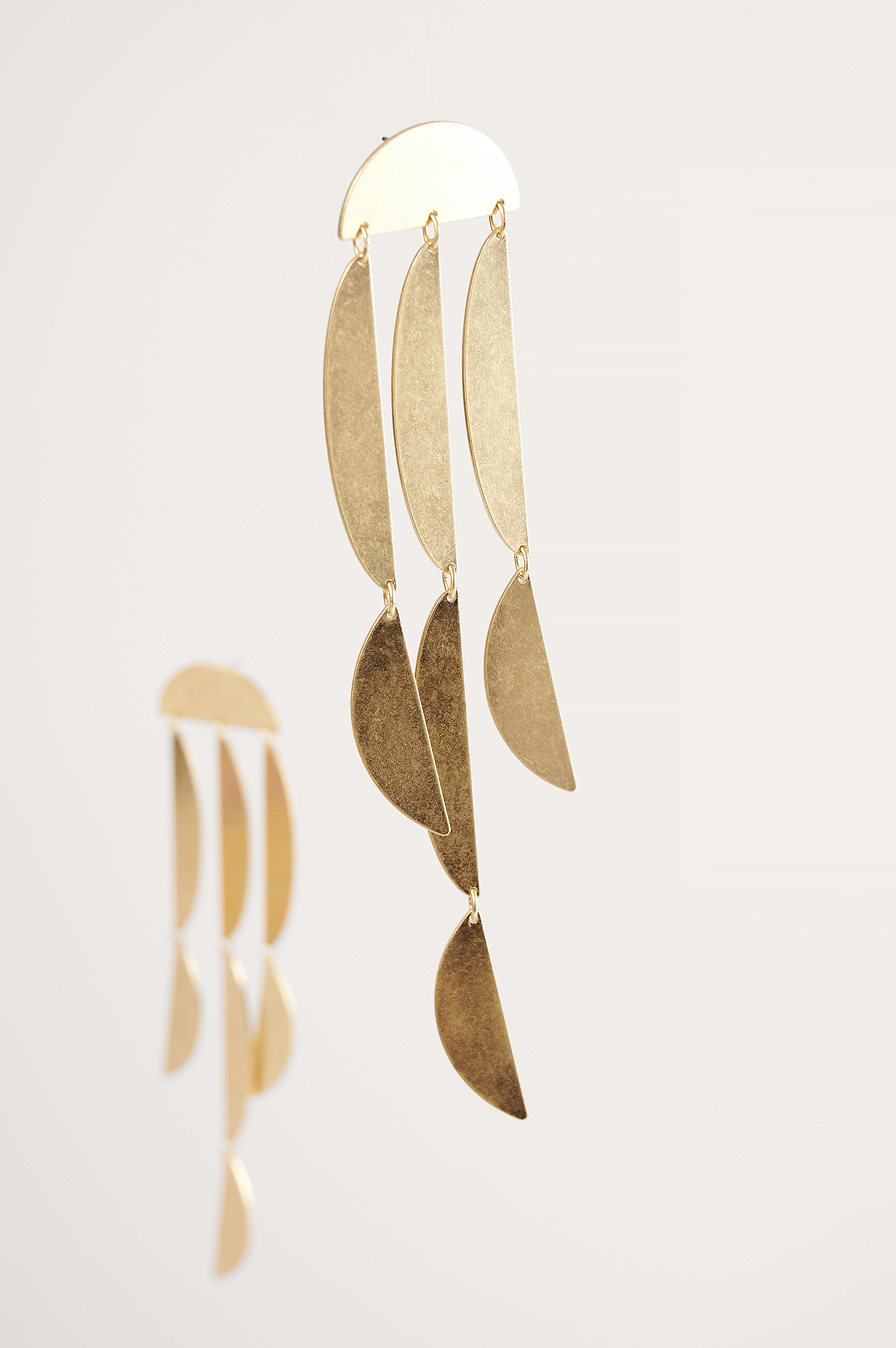 Gold Long Abstracht Shape Earrings
