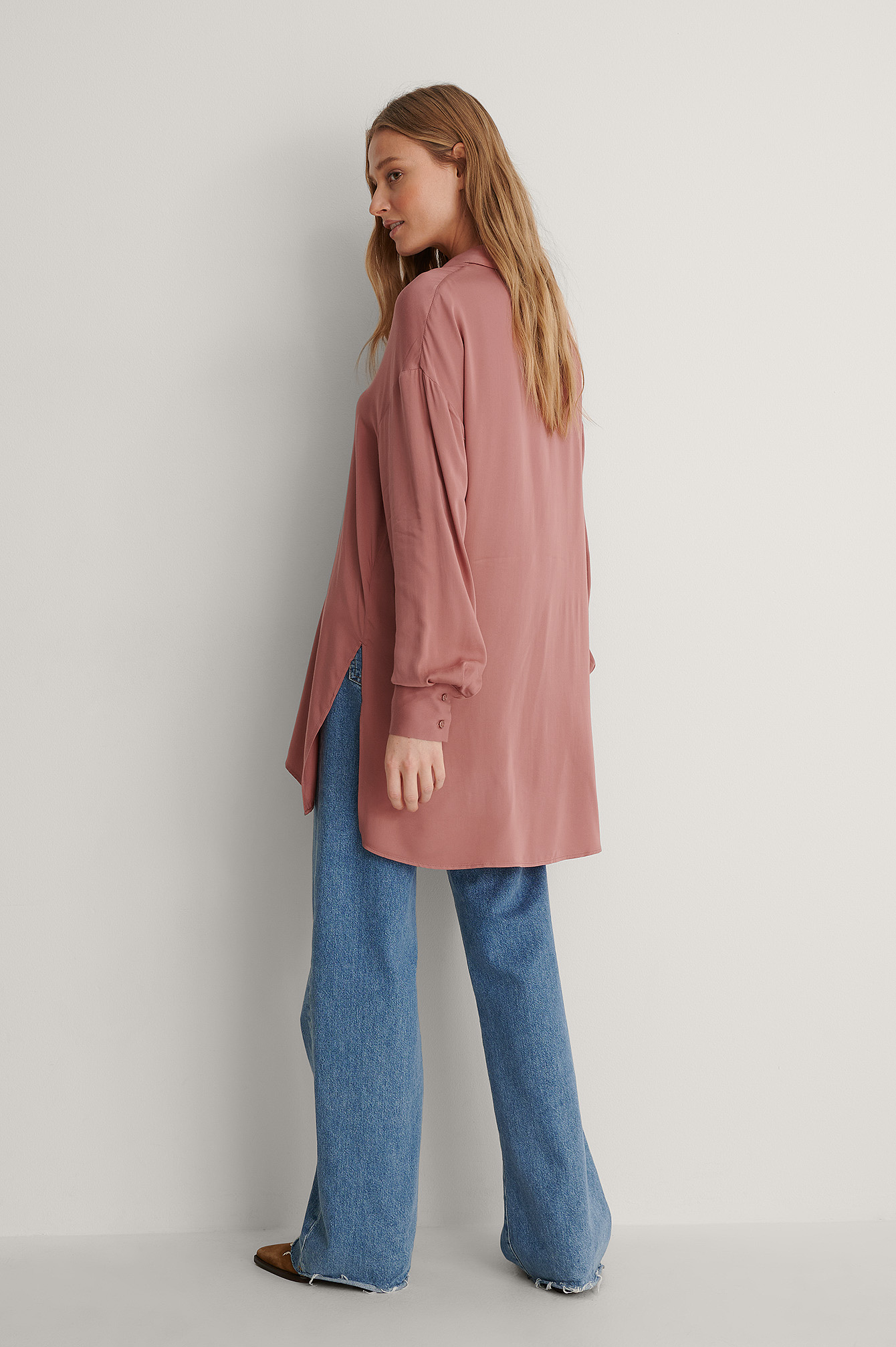 Rose Long Slit Soft Shirt
