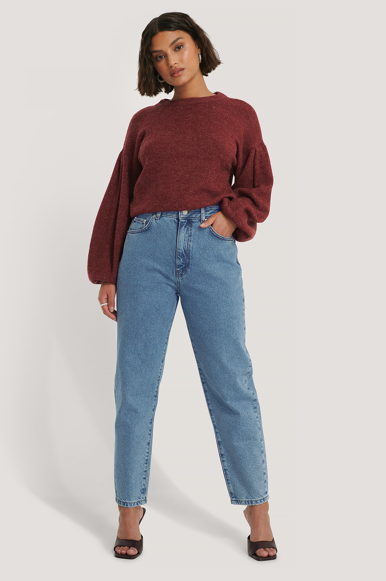 Mid Blue Organic Loose Fit Mom Jeans