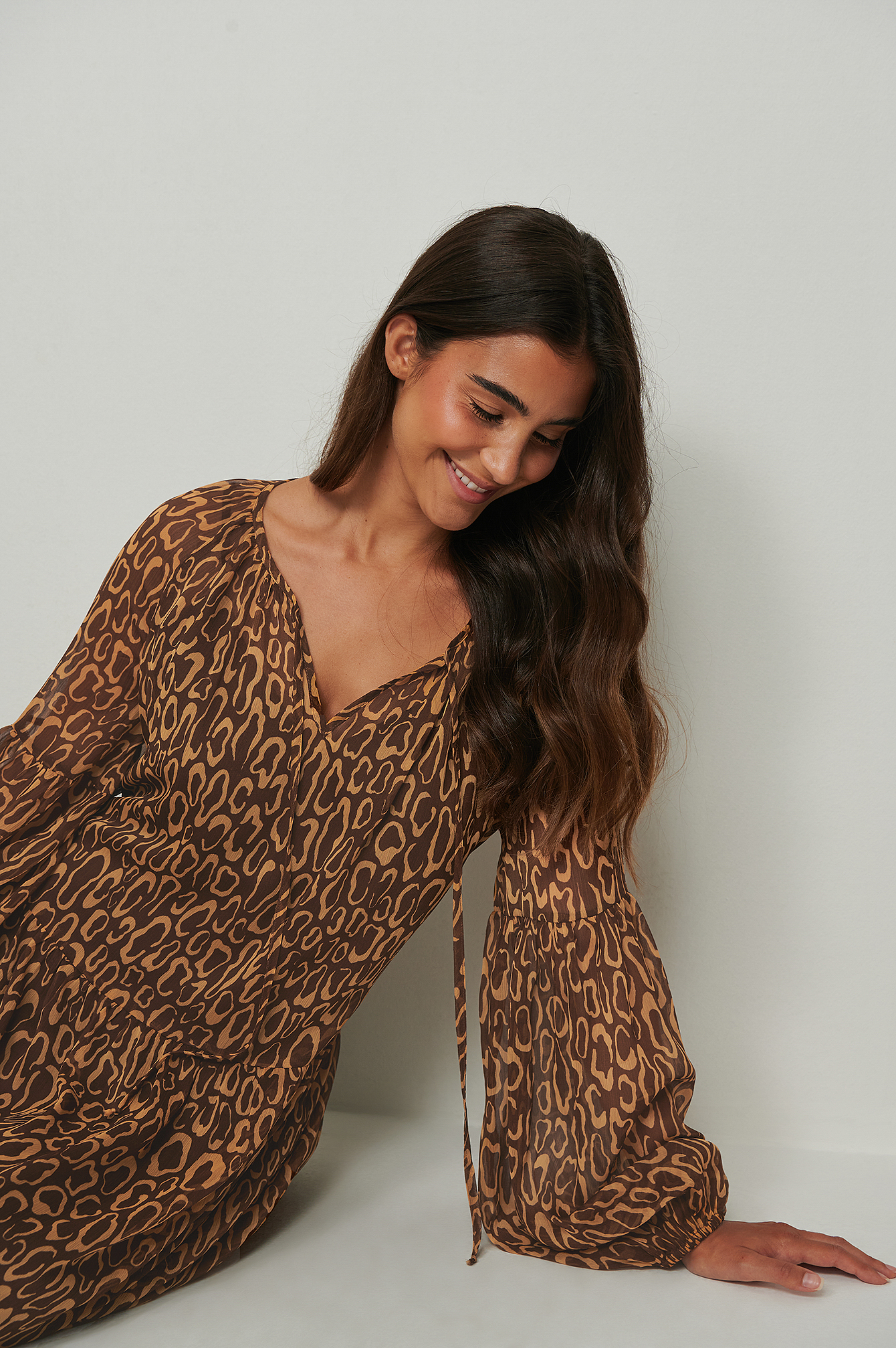 Leopard Print Recycled Maxi Sheer Dress