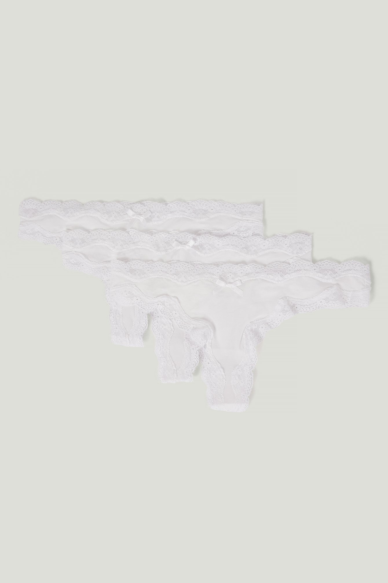 White 3-pack Micro Lace Edge String