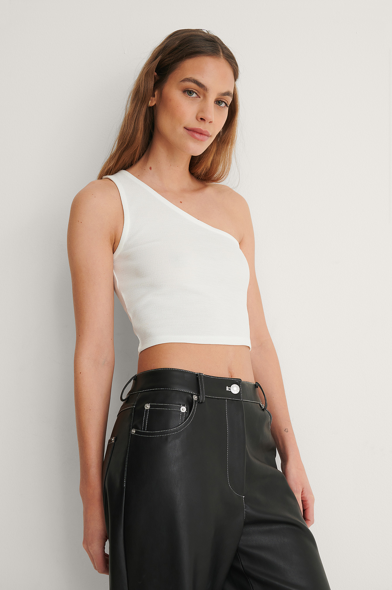 Offwhite One Shoulder Cropped Top