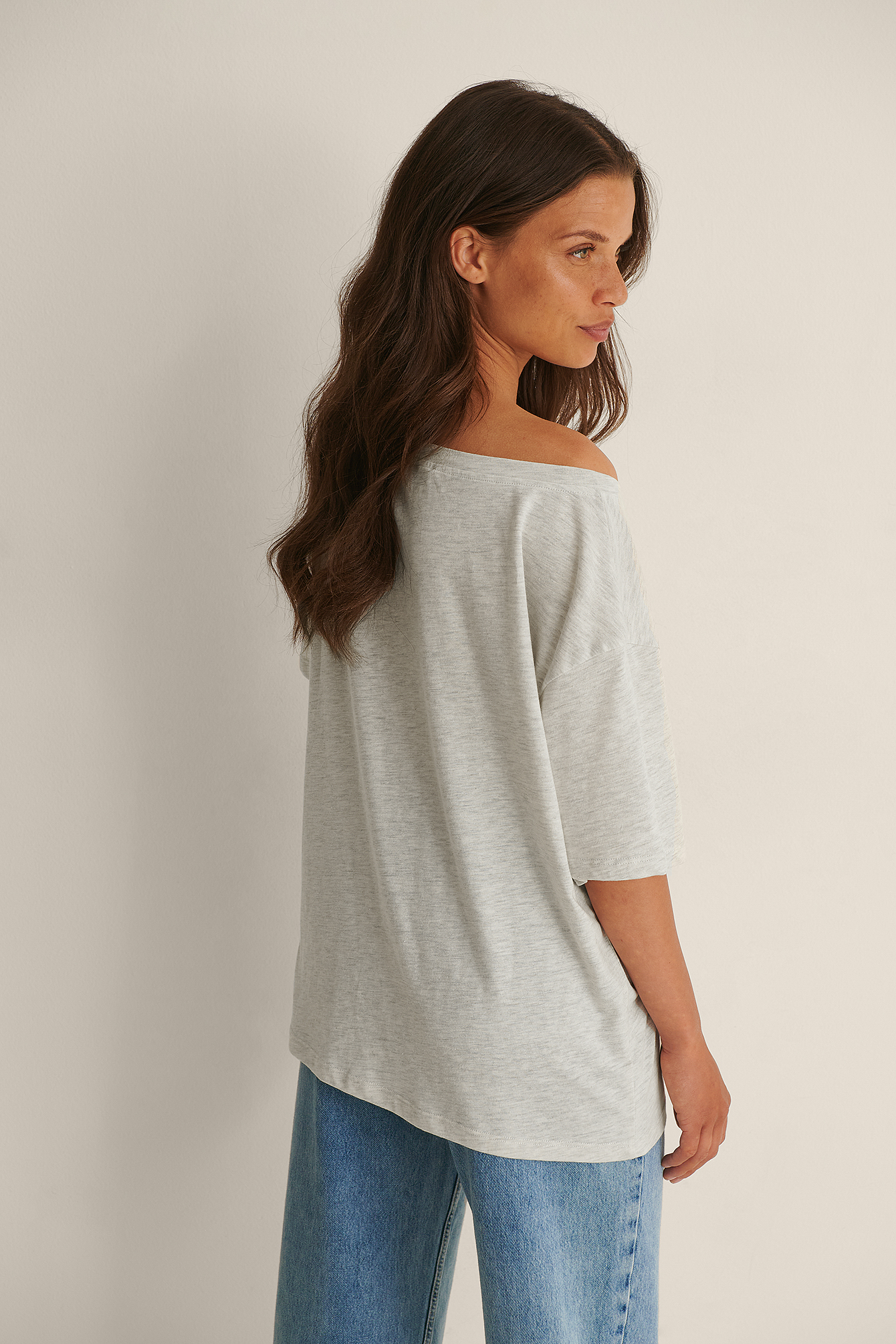 Grey Melange Organic One Shoulder T-shirt