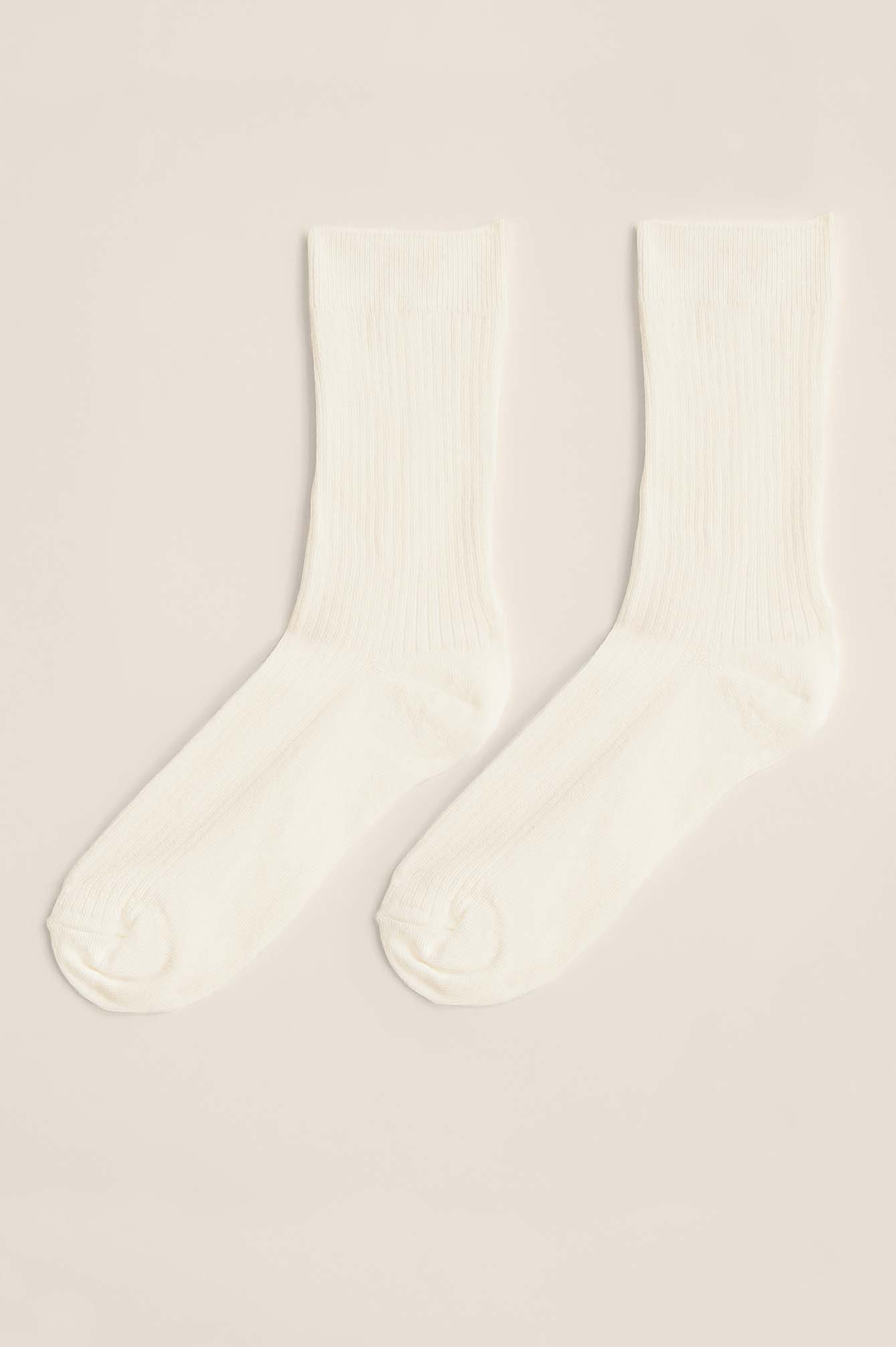 Offwhite Ribbed Cotton Blend Socks 1-pack