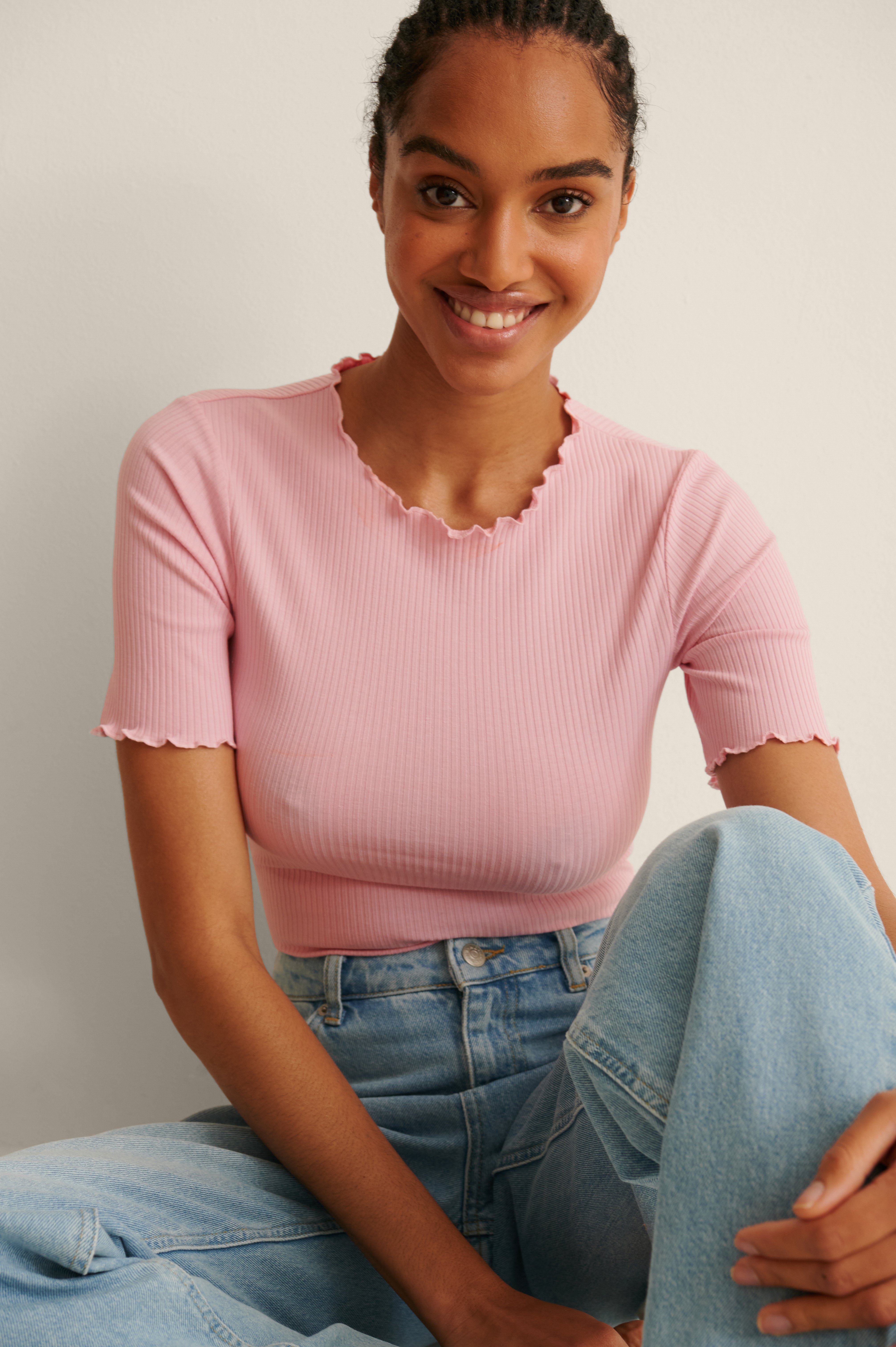 Light Pink Babylock Ribbed Top