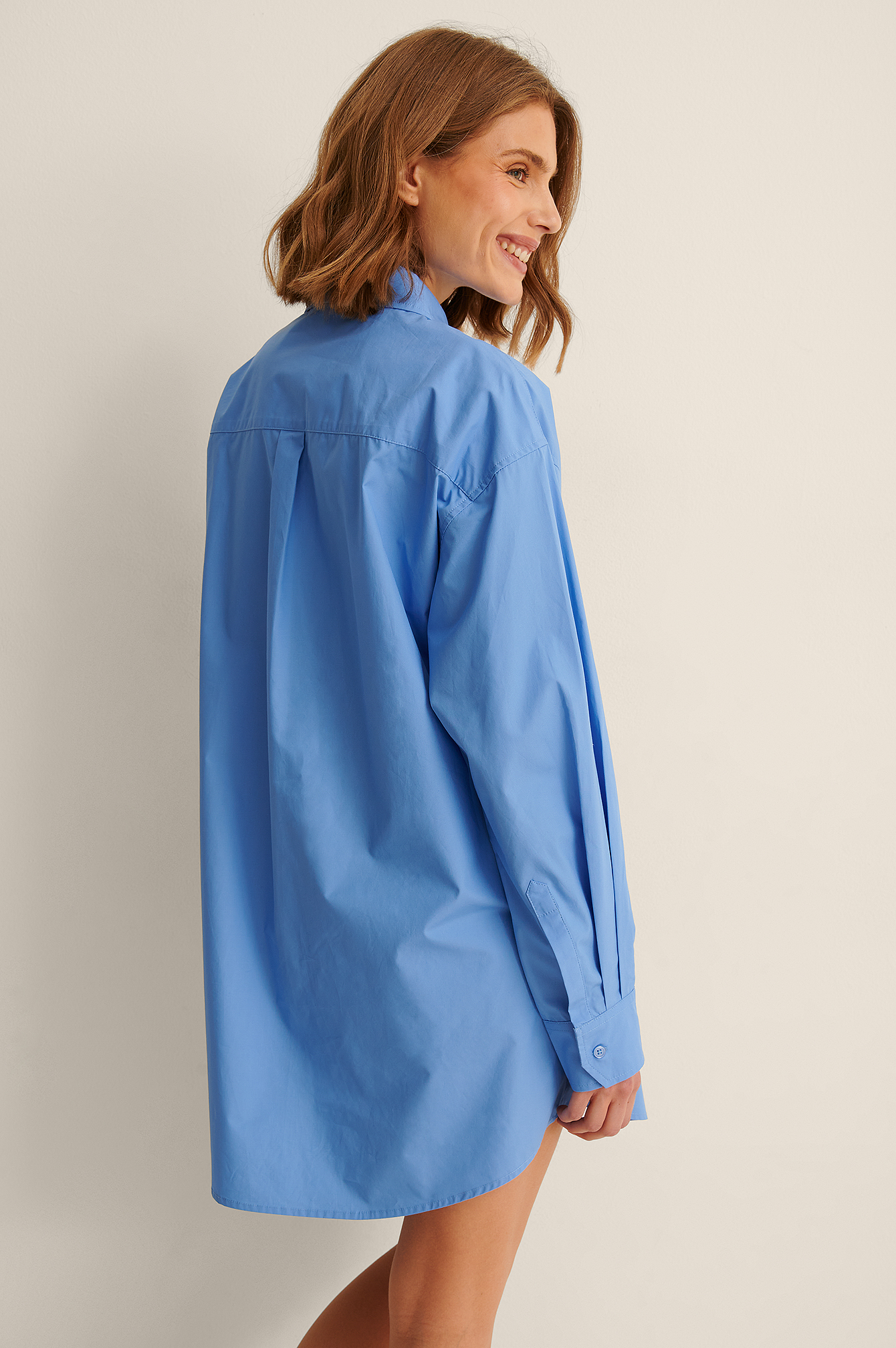 Blue Organic Oversized Cotton Shirt Dress