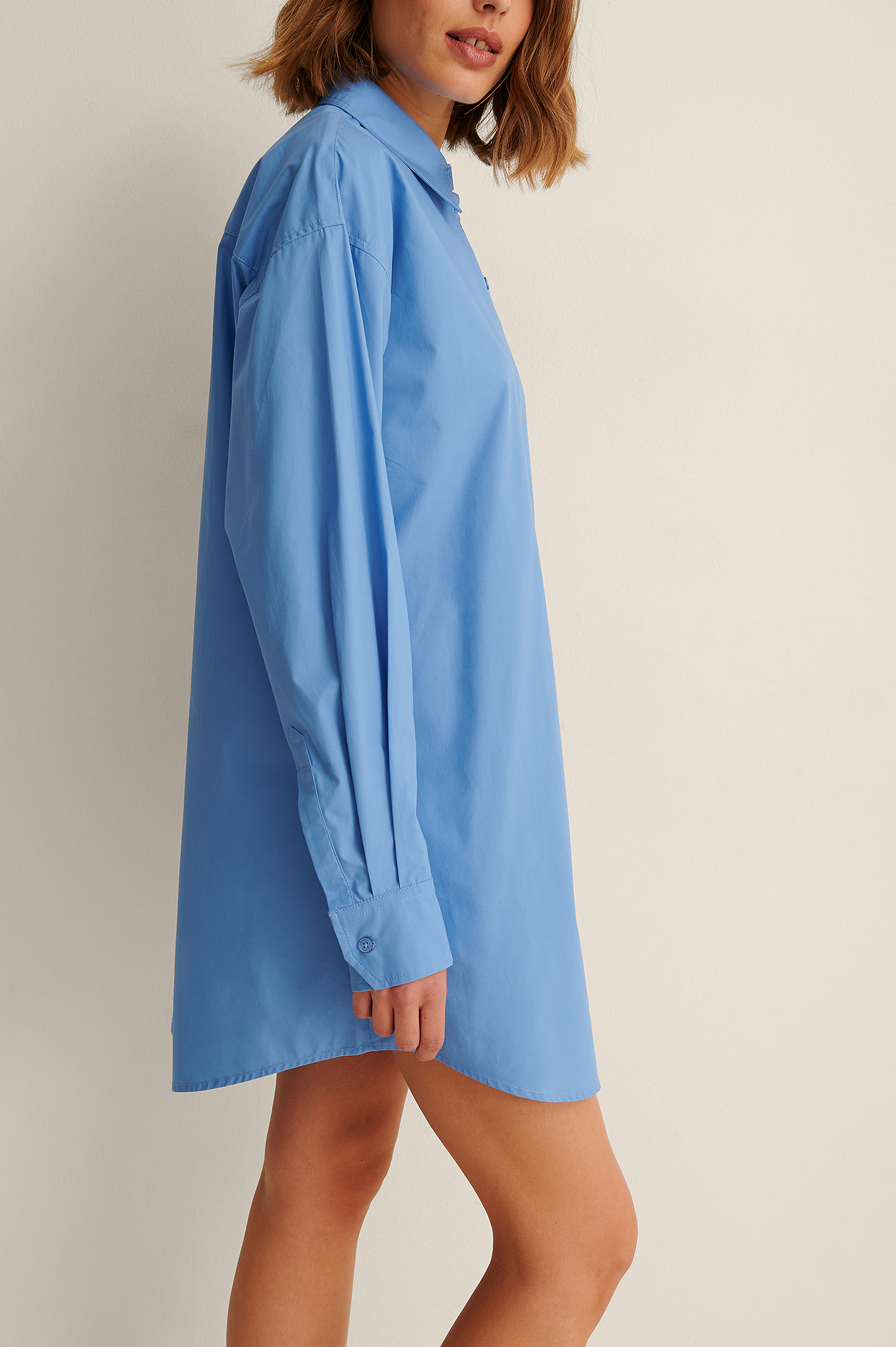 Blue Organic Oversized Cotton Shirt Dress