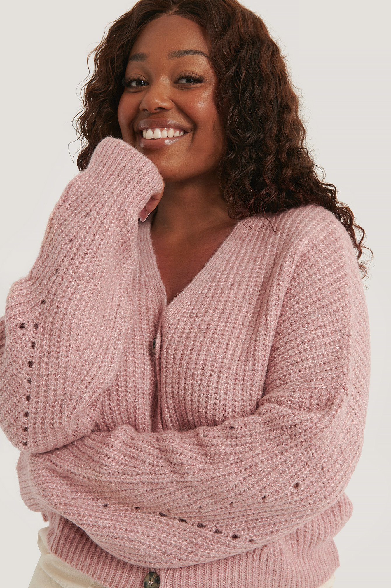 Dusty Pink Oversized Cropped Cardigan