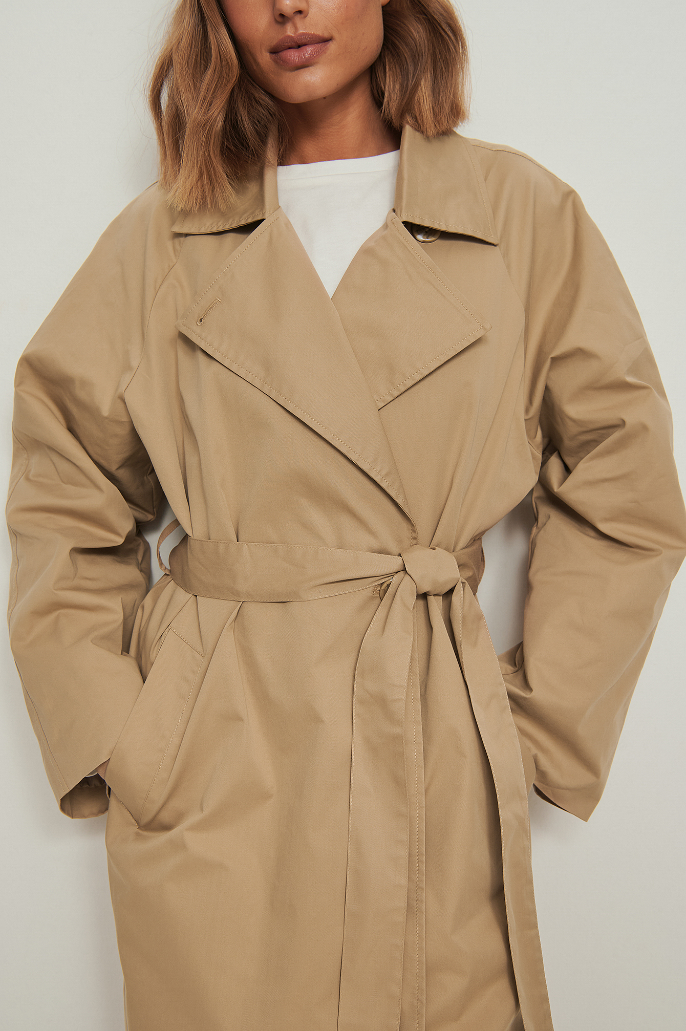 Beige Oversized Belted Trench Coat