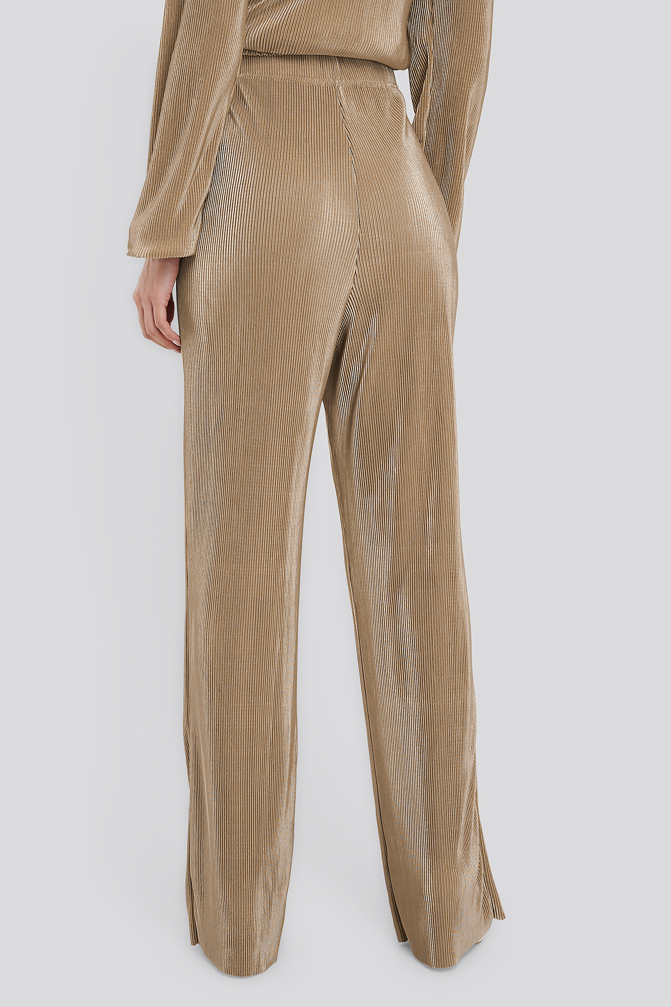 Sand Wide Pleated Trousers