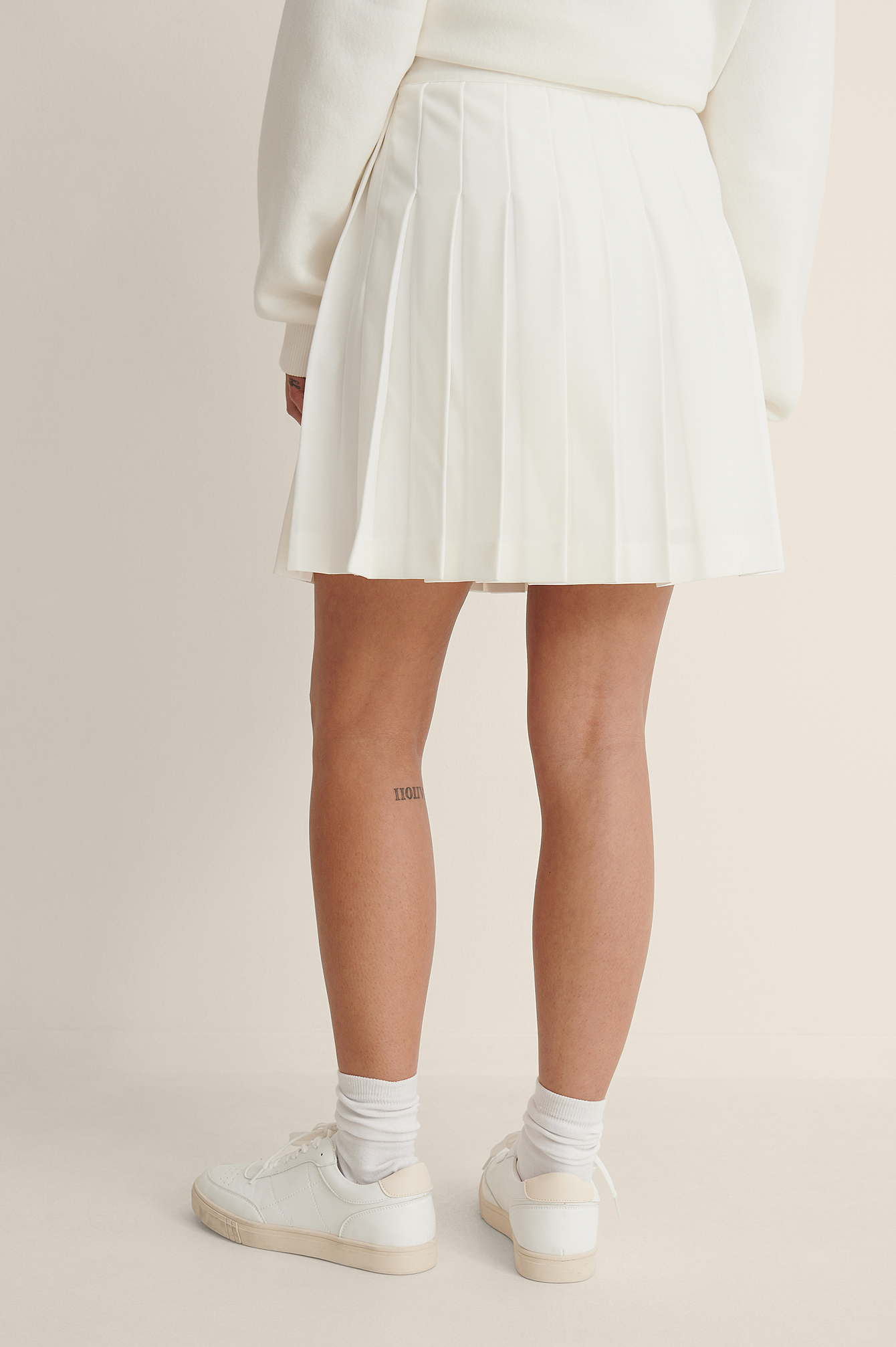 White Recycled Mini Pleated Tennis Skirt