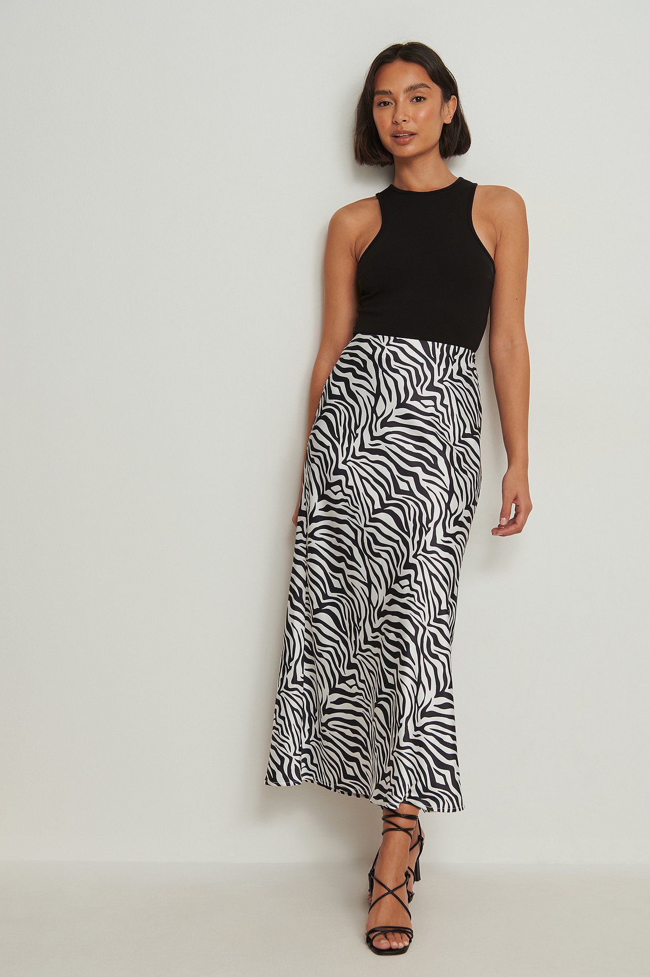 Zebra Recycled Satin Midi Skirt